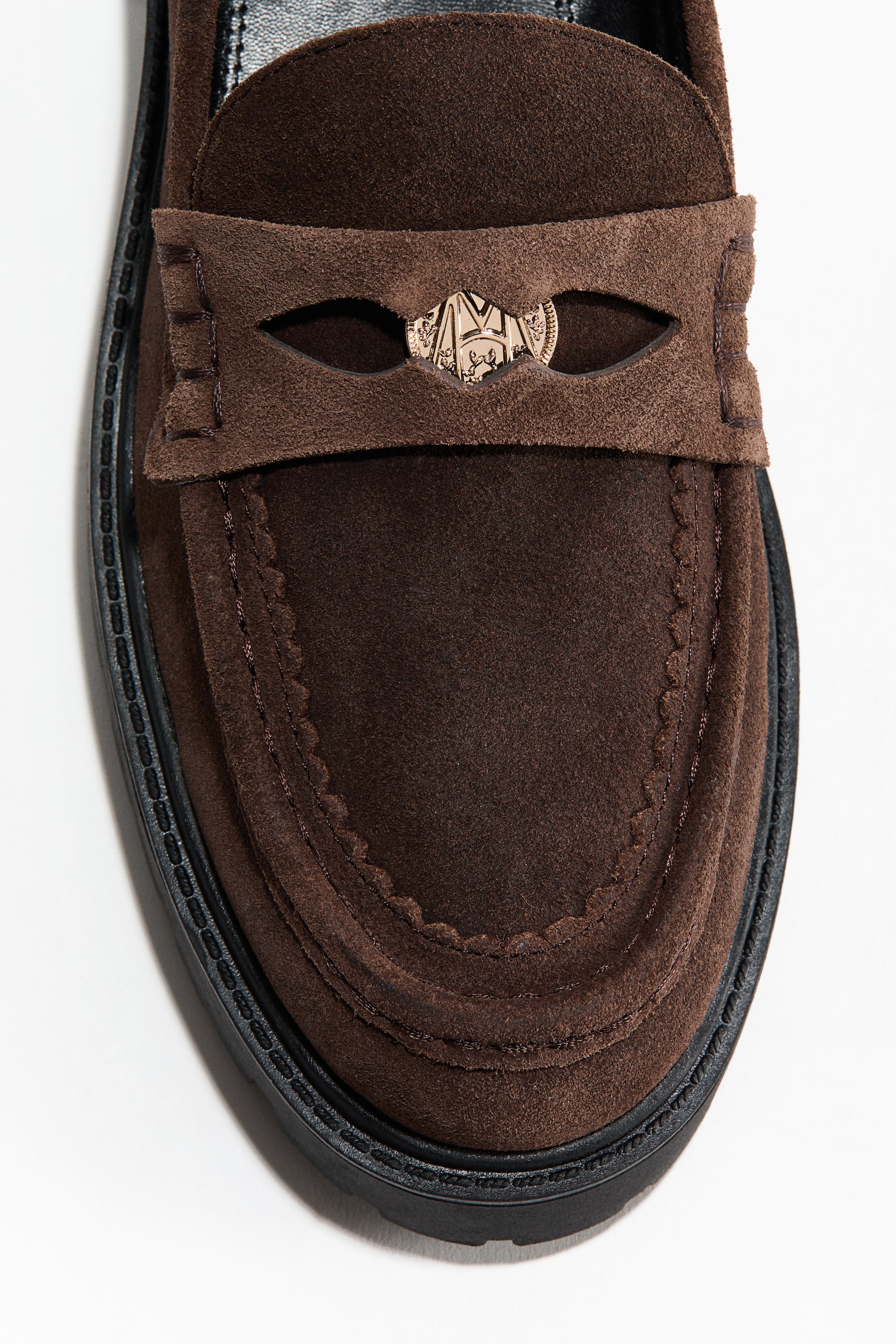 Mocassins à semelle épaisse en cuir suédé fendu