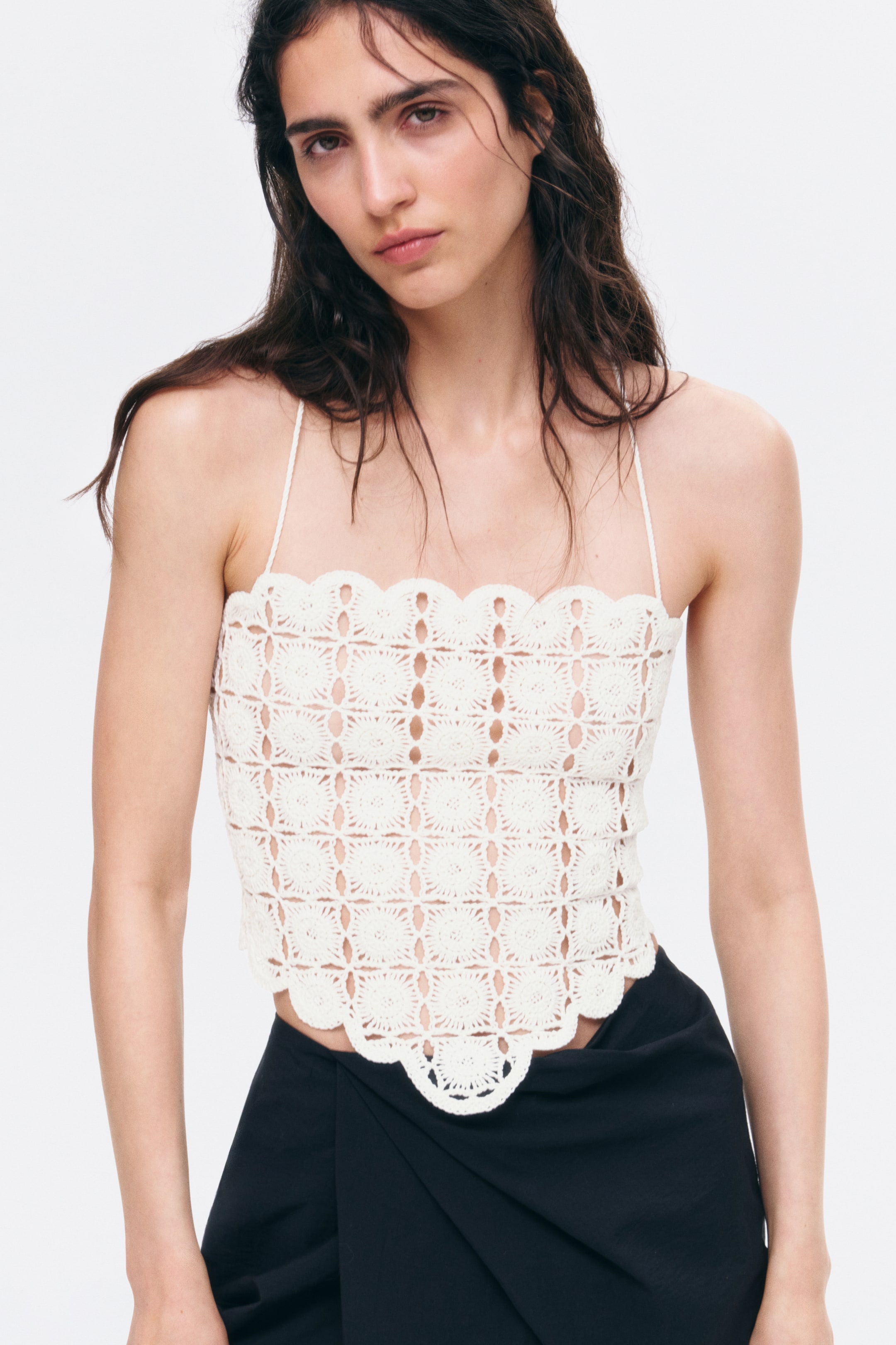 Crochet-Look Sleeveless Top