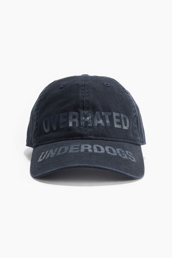 Cotton twill cap - Dark blue/Overrated/Light beige/NYC - 1