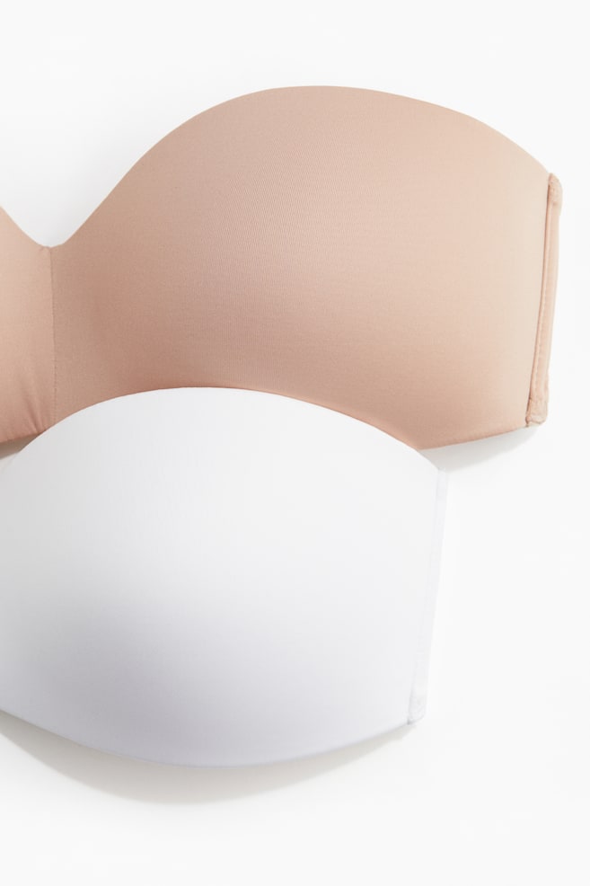 Set van 2 padded bandeau-bh's van microvezel-Wit/beige - 2