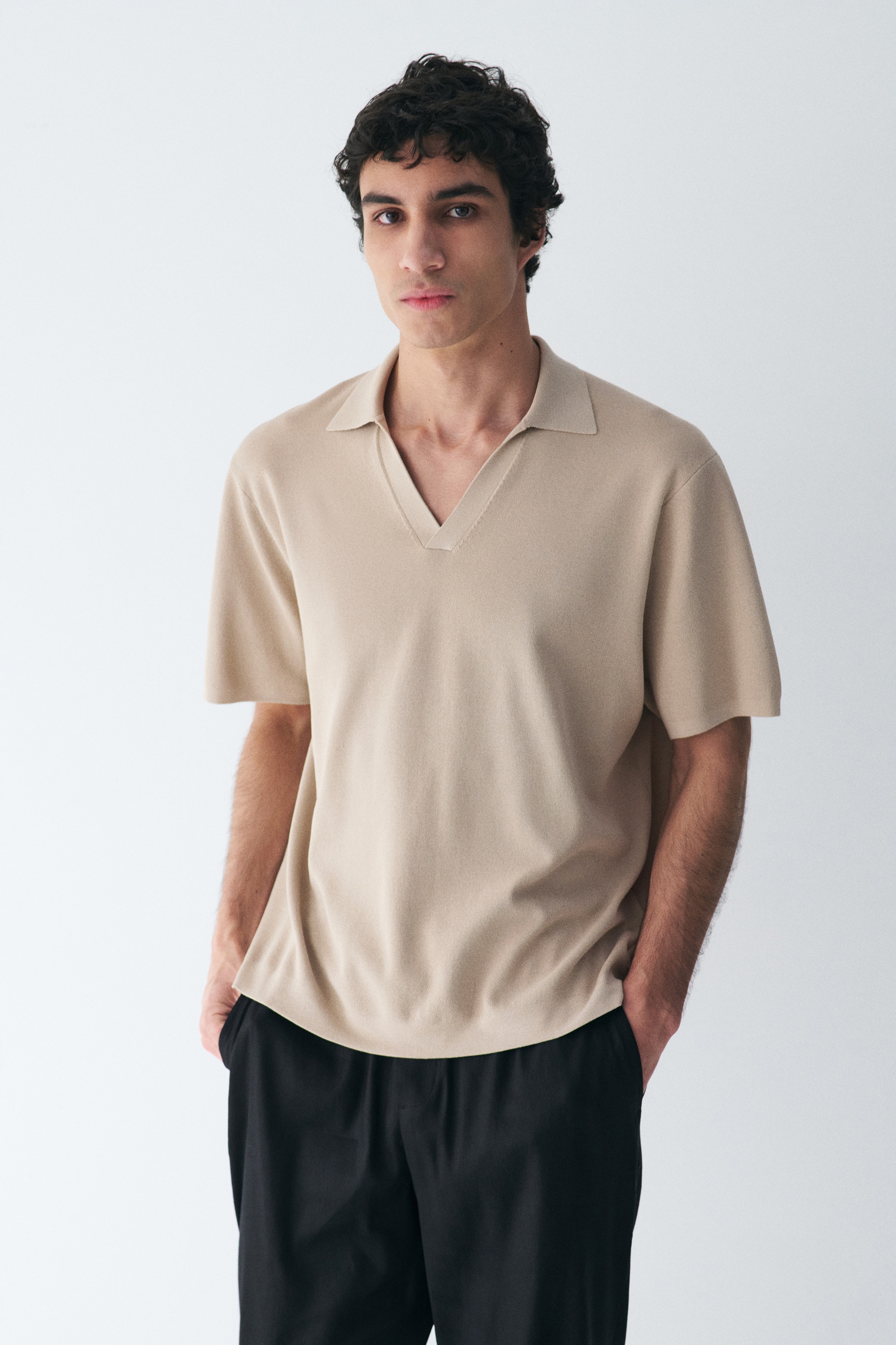 Polo in maglia Cooling Regular Fit - Beige chiaro/Marrone scuro/Beige chiaro/Blu navy