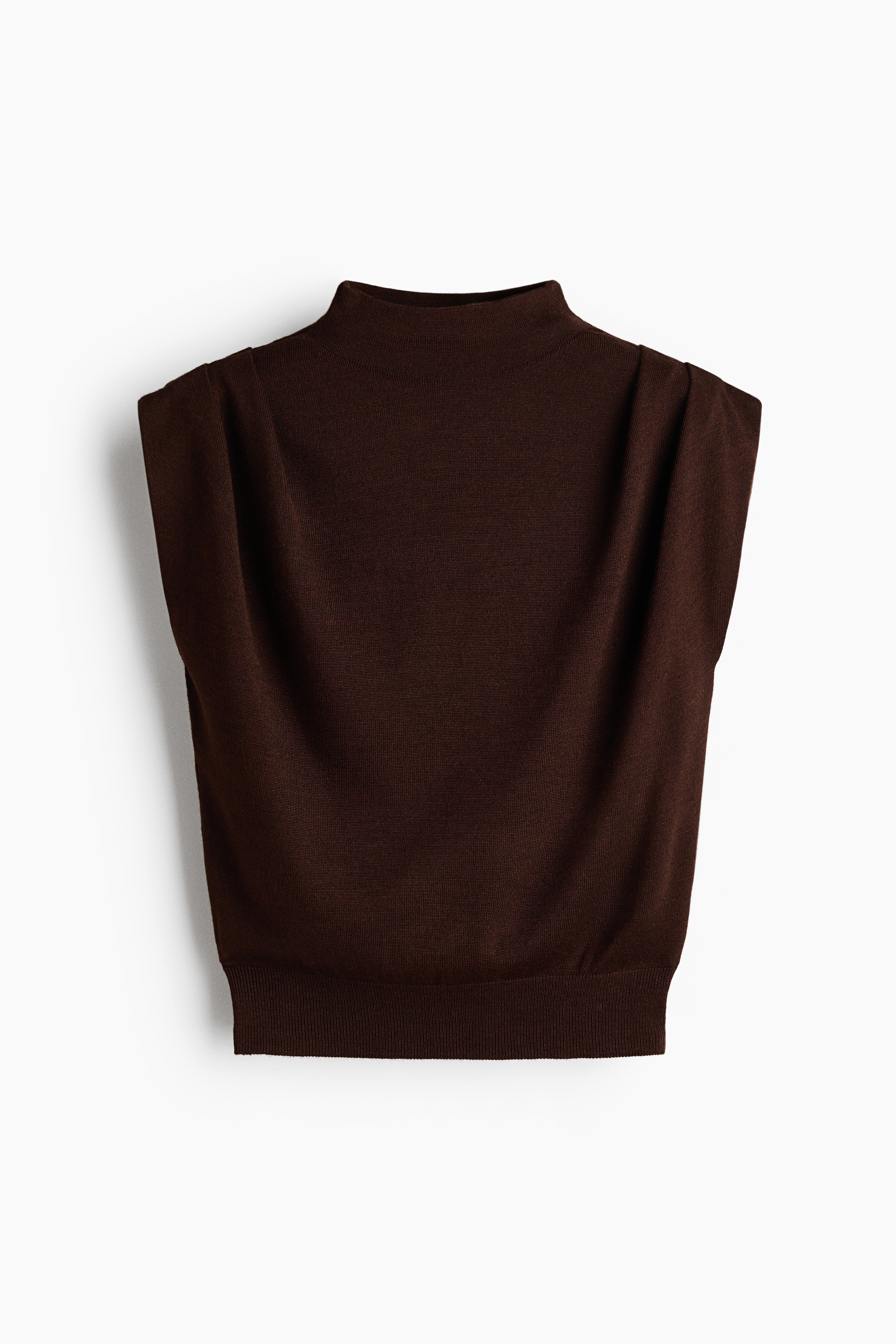 Camisola sem mangas em malha fina - Castanho/Bege claro