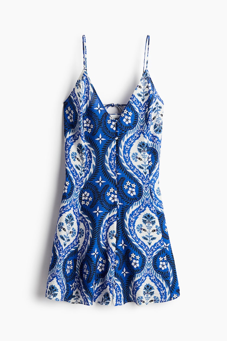 Women's Bright blue/patterned A-line Slip Dress | H&M US