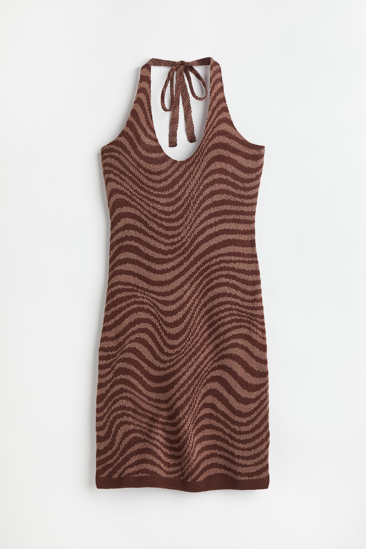 Robe dos nu en maille - Marron/motif/Mauve chiné - 1