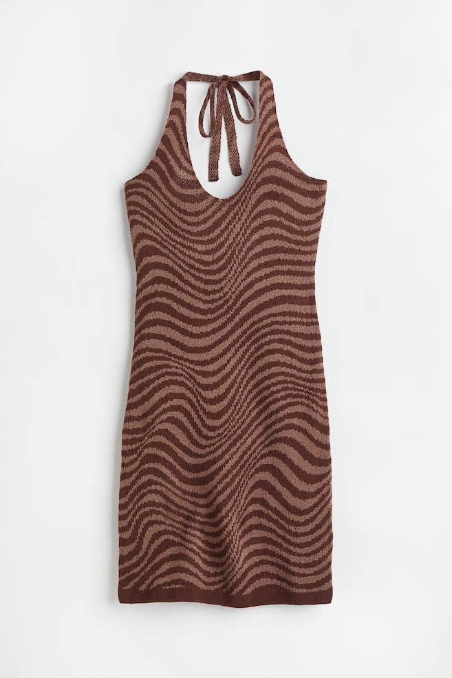 Vestido halter de punto - Marrón/Estampado - 1