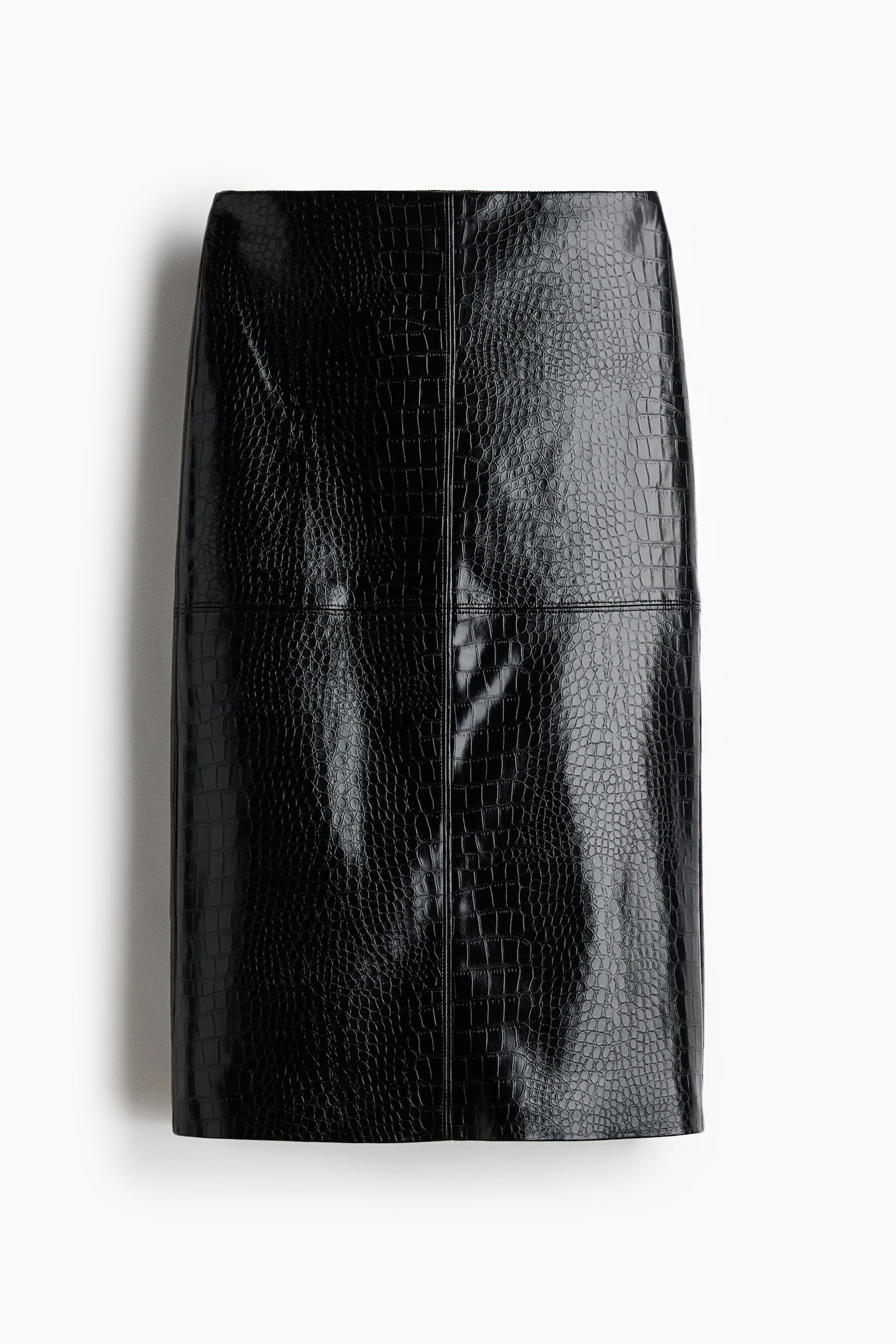 Coated Pencil Skirt - Black