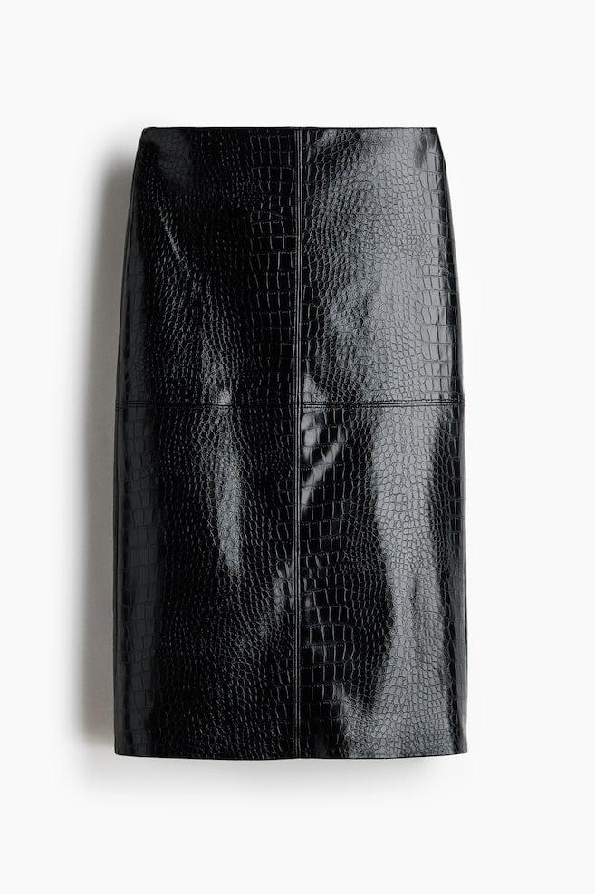 Coated Pencil Skirt - Black - 1