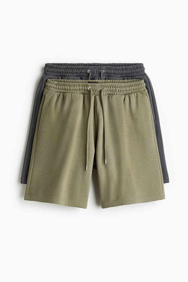 2-pack Regular Fit Shorts - Khaki green/Black/Light grey marl/Navy blue/Brown/Dusty blue/Light beige/Black - 1