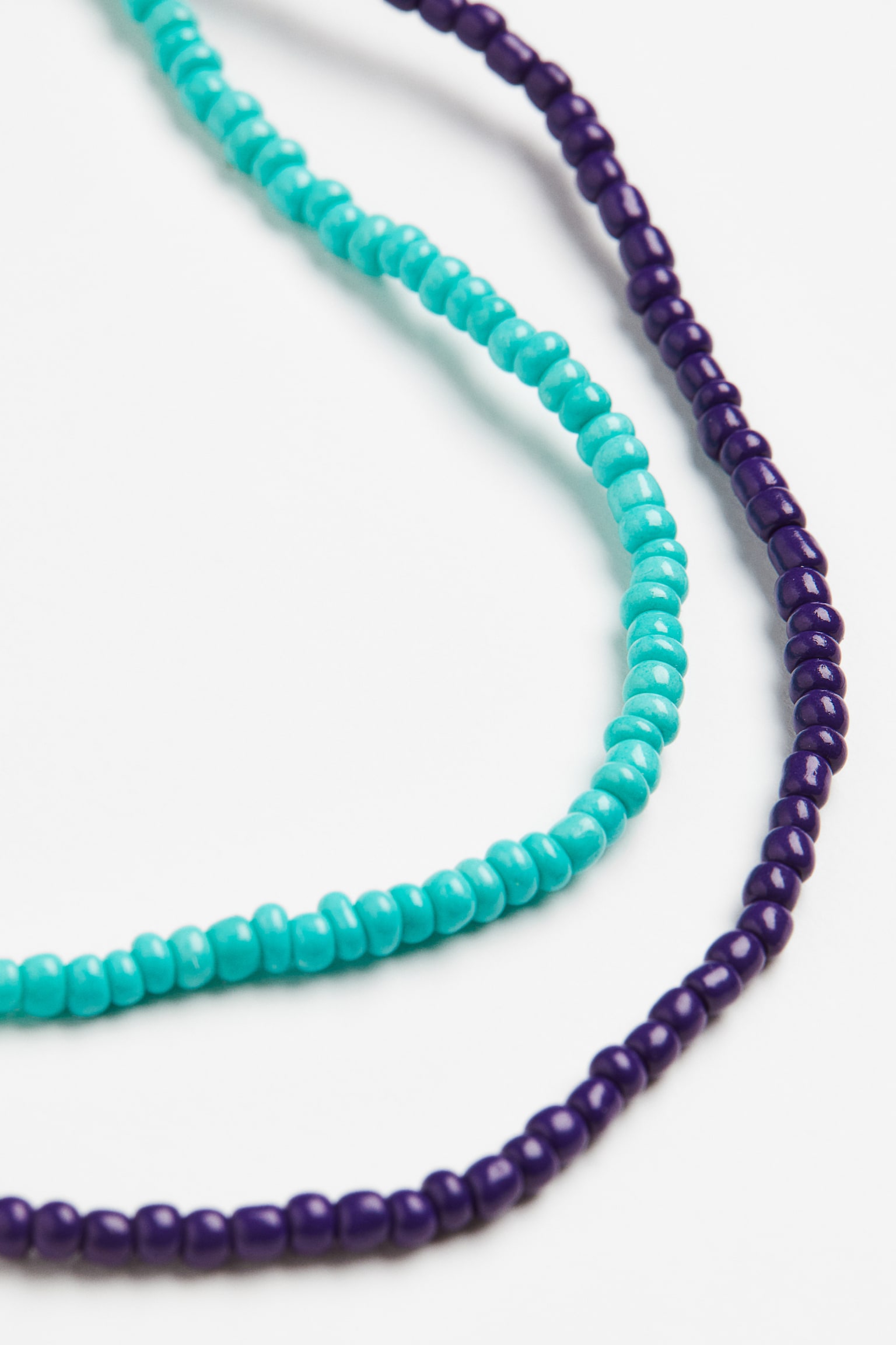 2-pack beaded necklaces - Turquoise/Dark purple/Pink/Khaki green - 2