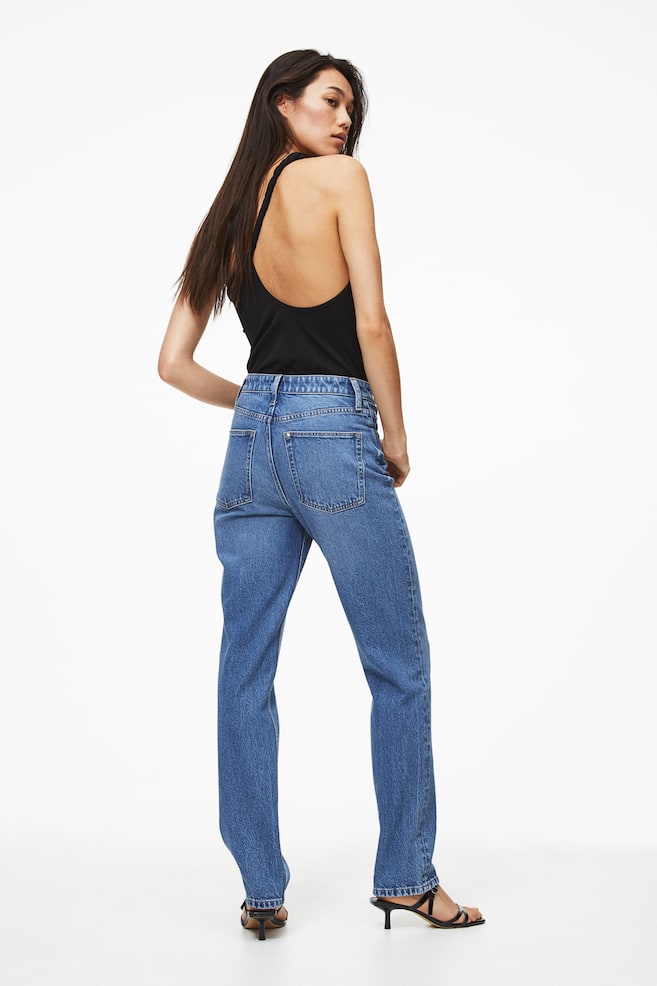 Slim Straight Ultra High Jeans - Lys denimblå/Sort/Denimblå - 5