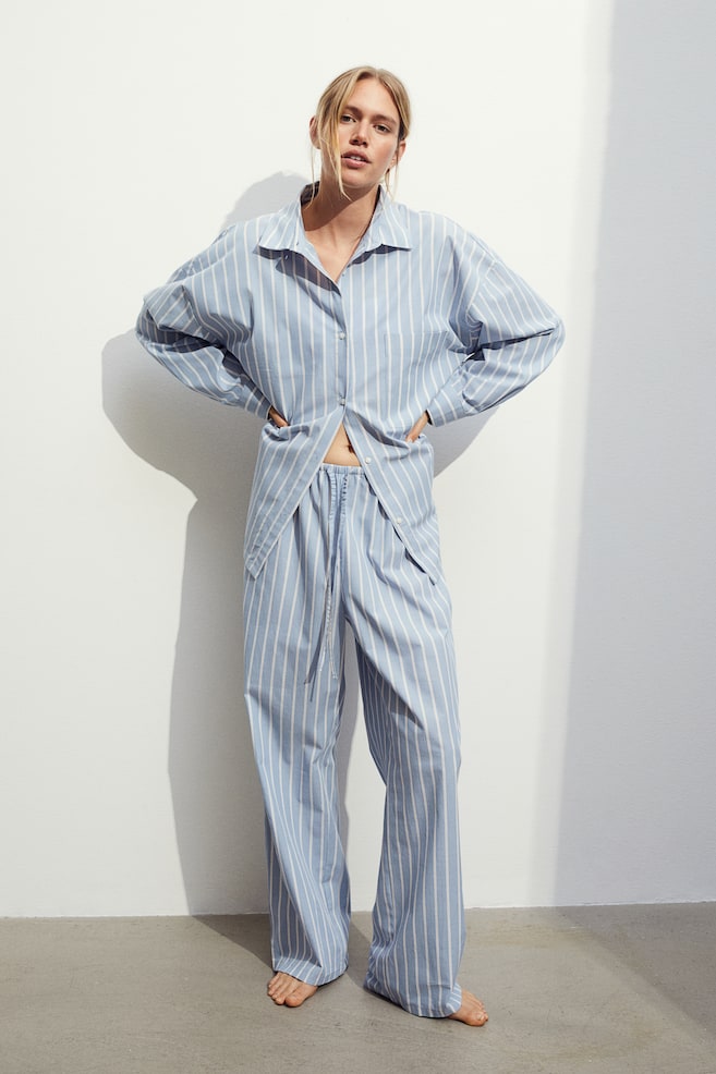 Pyjama shirt and bottoms - Blue/Striped/Blue/Striped - 1