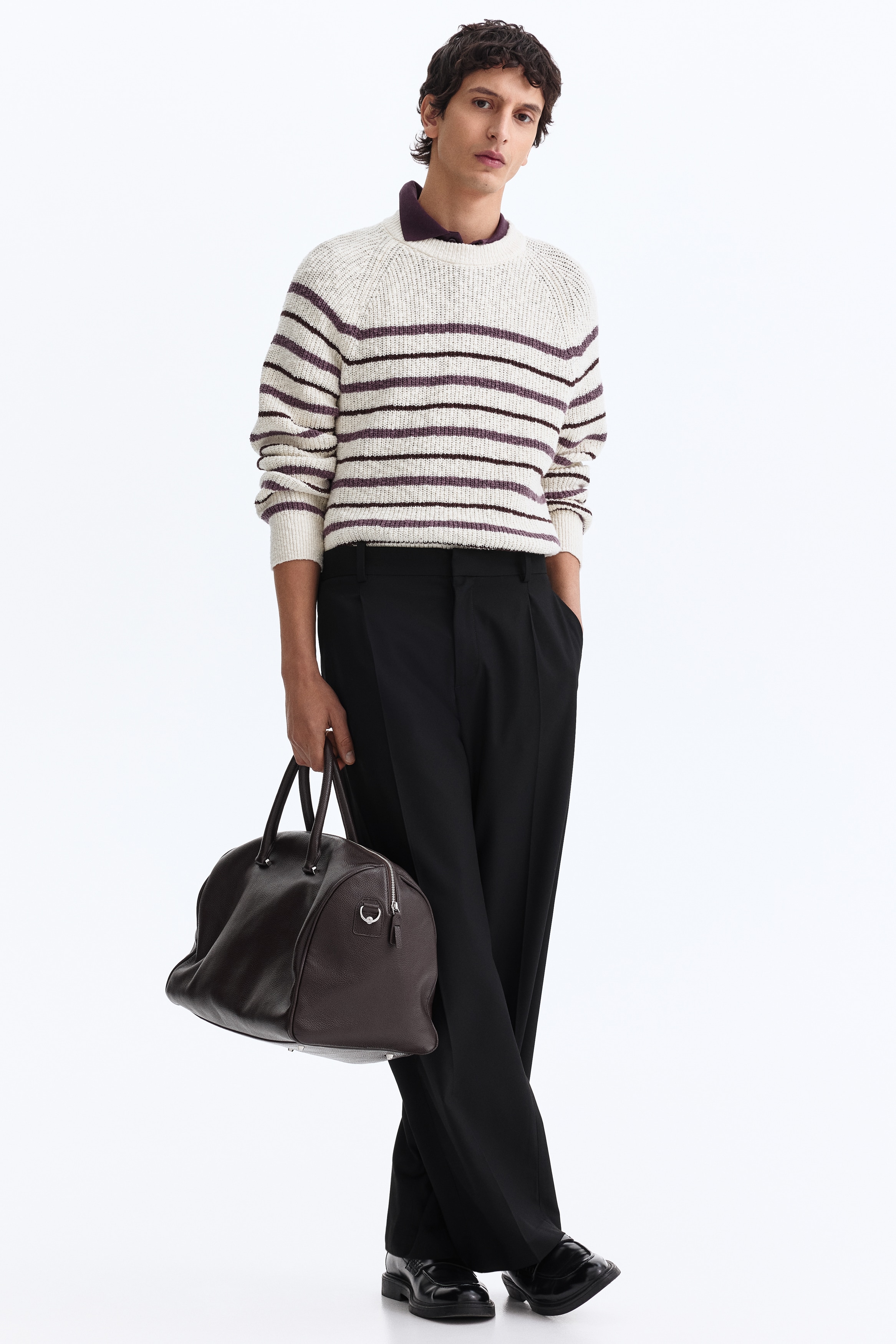 Loose Fit Tailored trousers - Black/Dark brown/Black