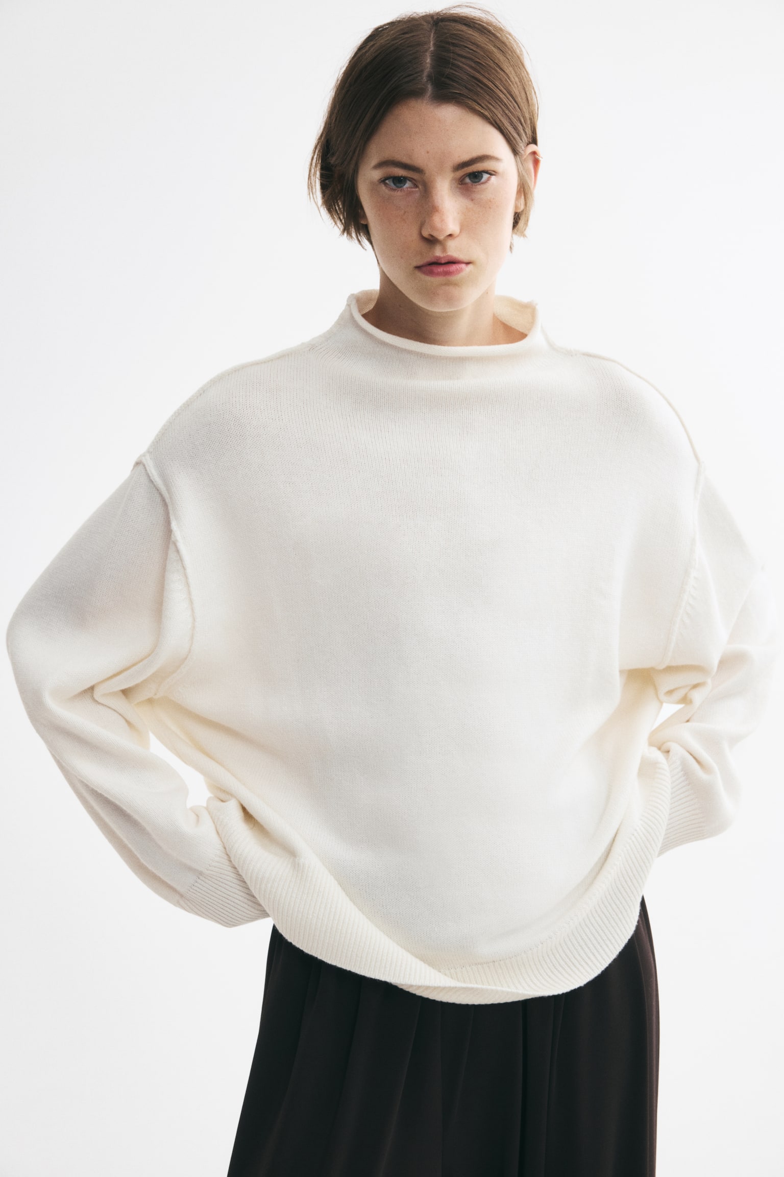Женский свитер H&M Oversized Wool-Blend, цвет: Кремовый — фото 3