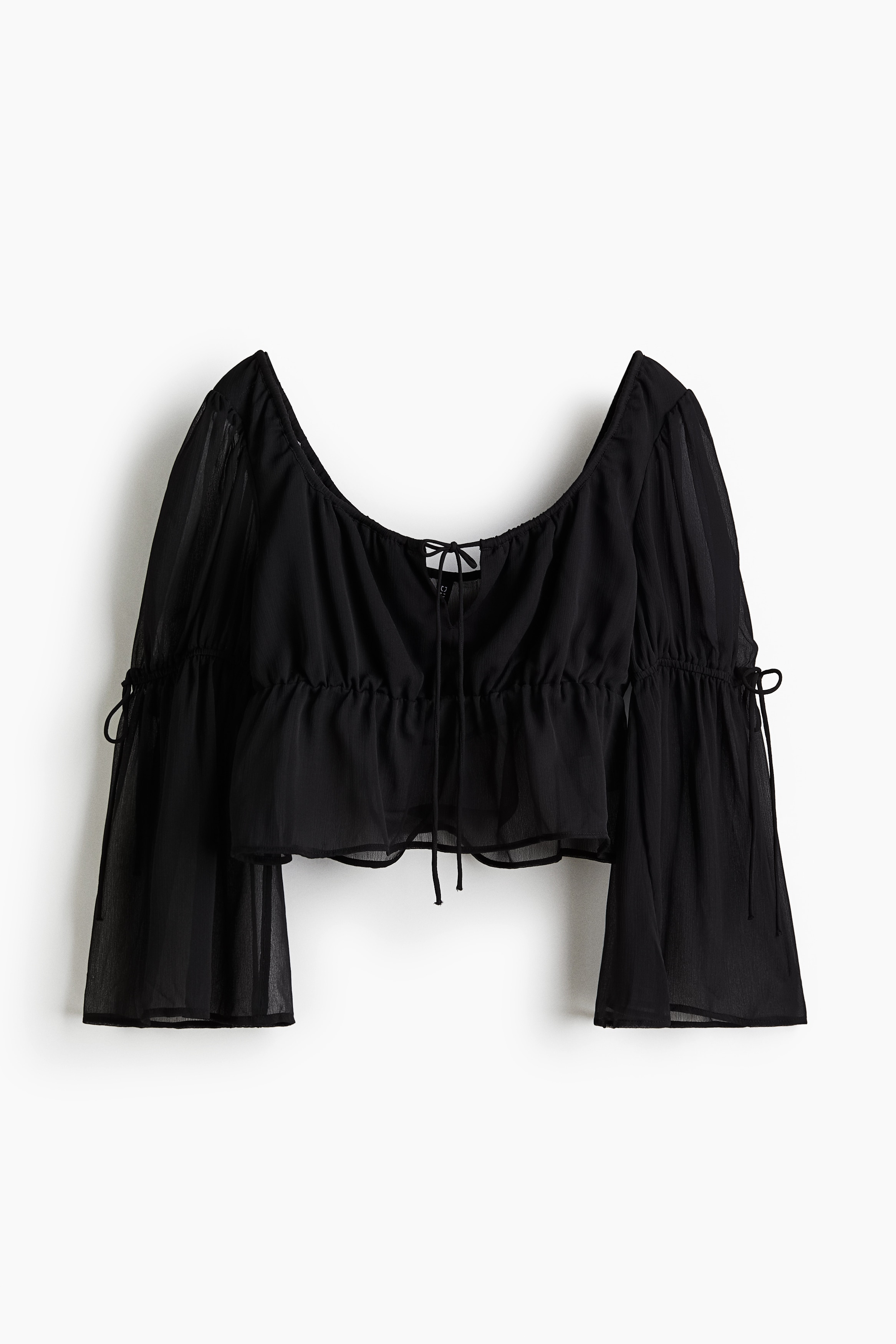 Cropped blouse - Black/Light green