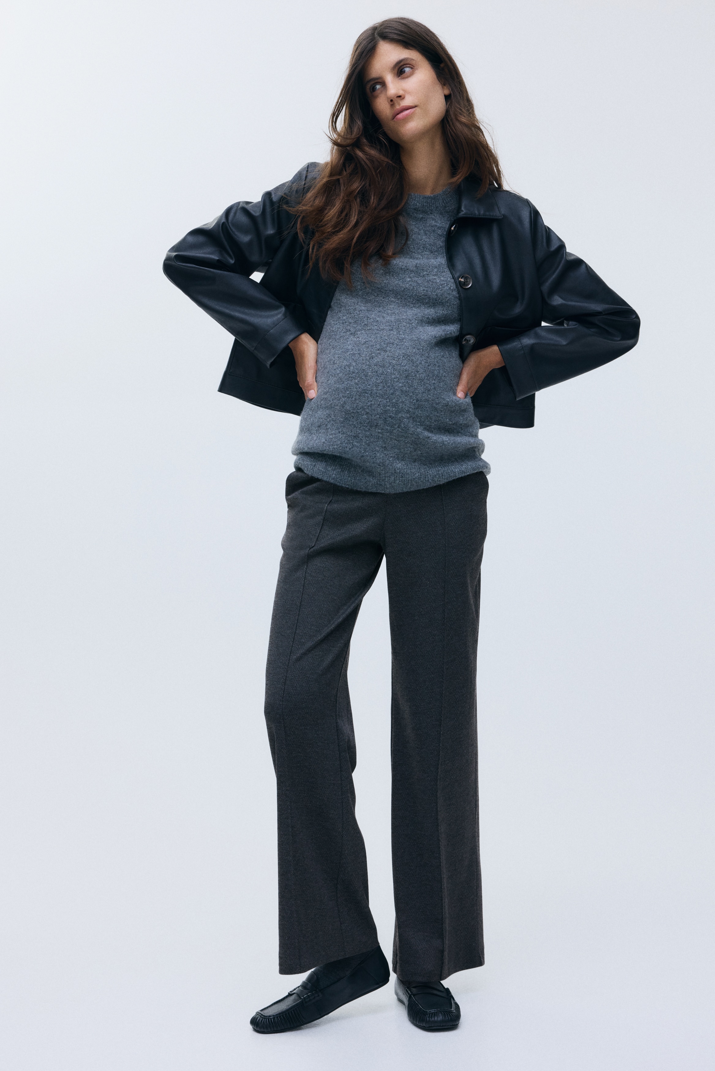 H&M MAMA - MAMA Hose mit Falten Dunkelgrau - Size: M  - H&M