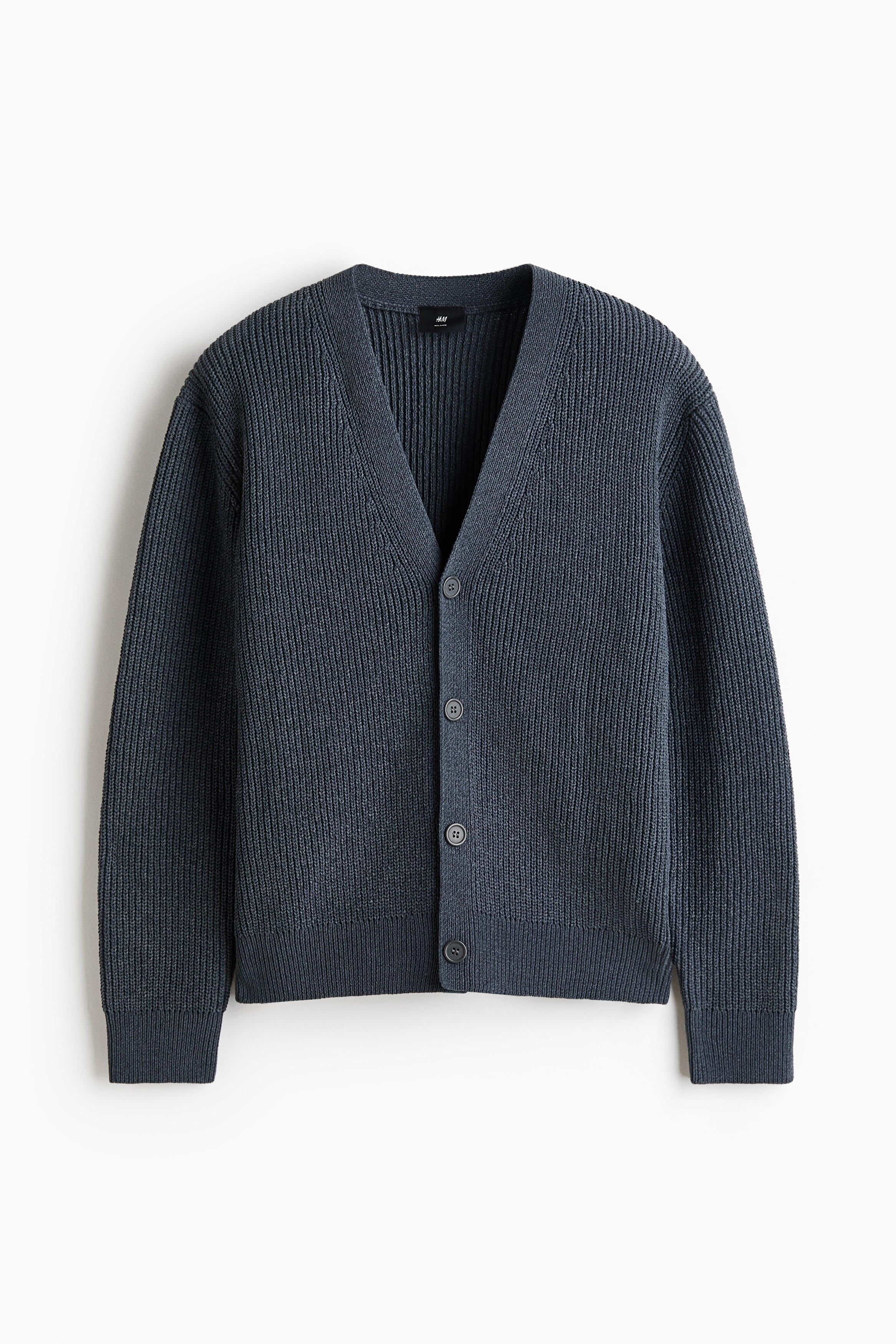 Relaxed Fit Patent-knit chenille cardigan - Dark grey/Dark khaki green