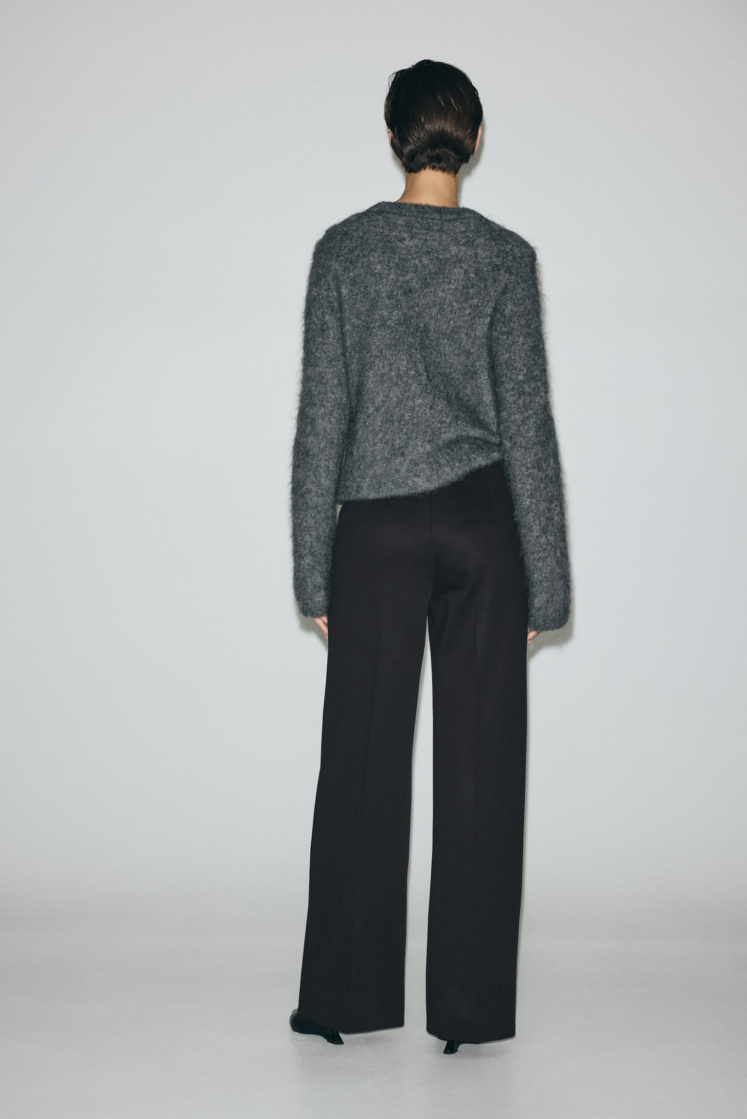 Straight-leg trousers - Black/Dark brown/Black marl - 4