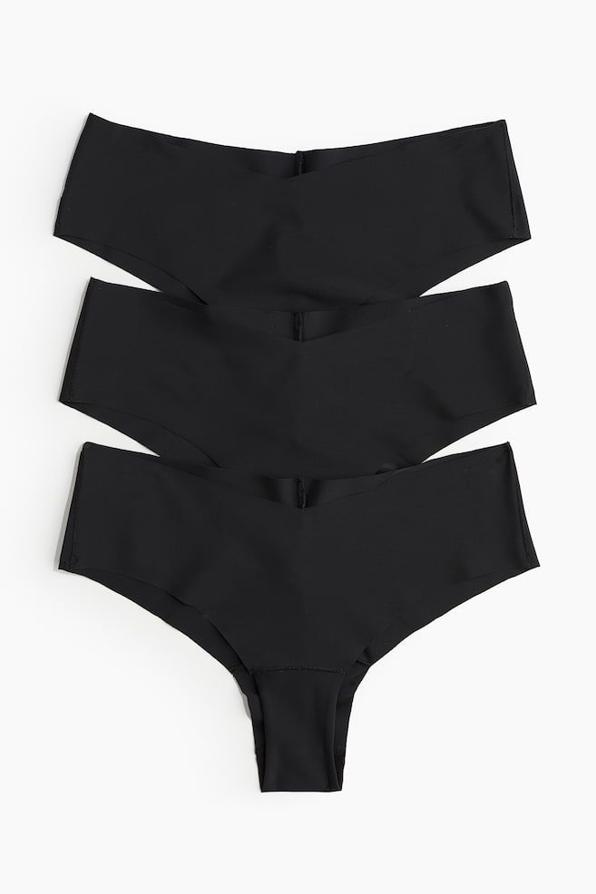 Pack de 3 cuecas Hipster Cheeky invisíveis - Preto/Bege escuro - 1