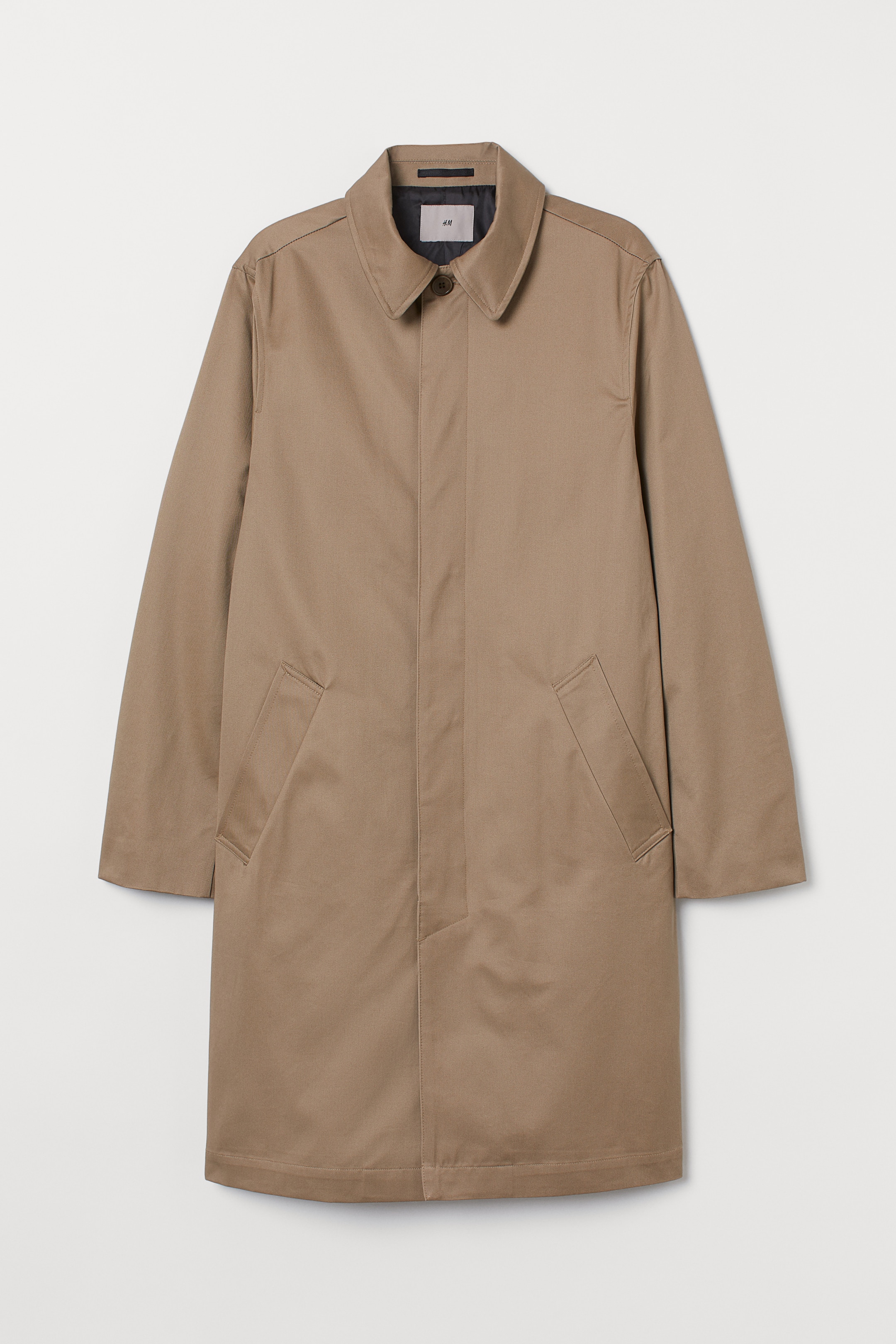 Water-repellent car coat - Long sleeve - Long - Beige - Men | H&M GB