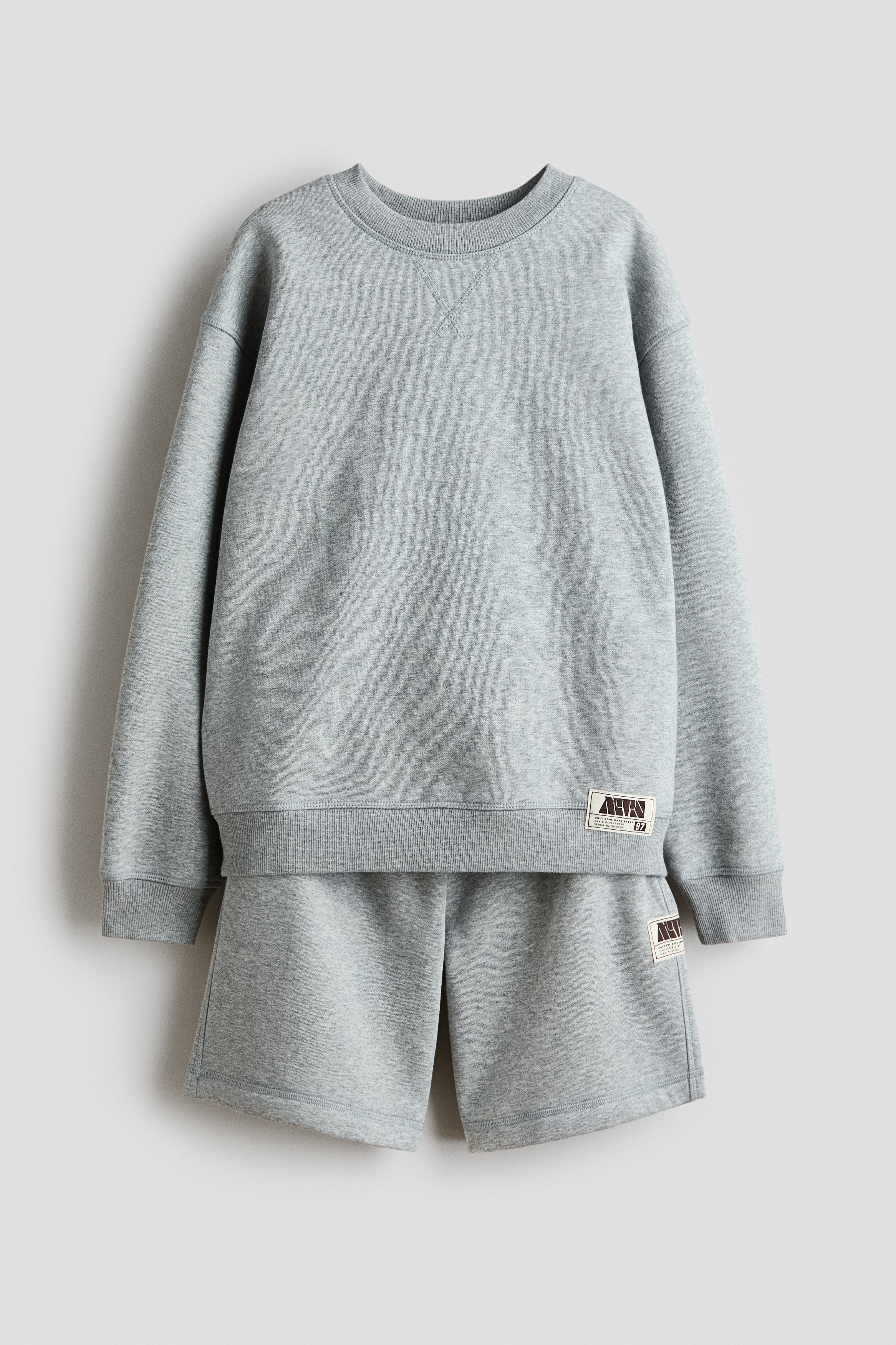 2-teiliges Sweatshirt-Set - Graumeliert/Beigemeliert