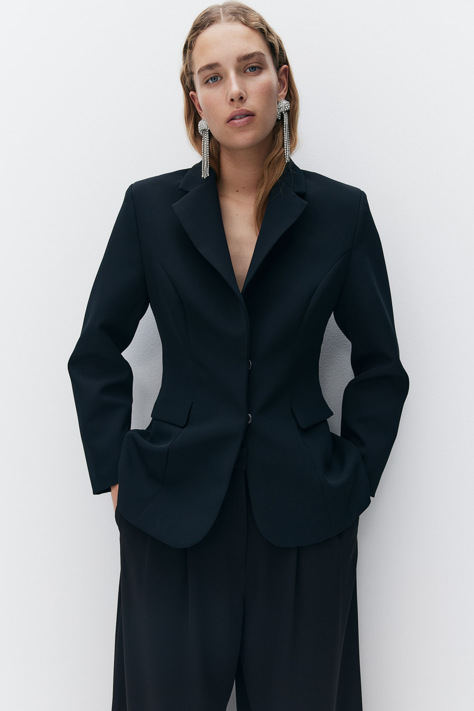 Single-breasted hourglass blazer - Preto - 5