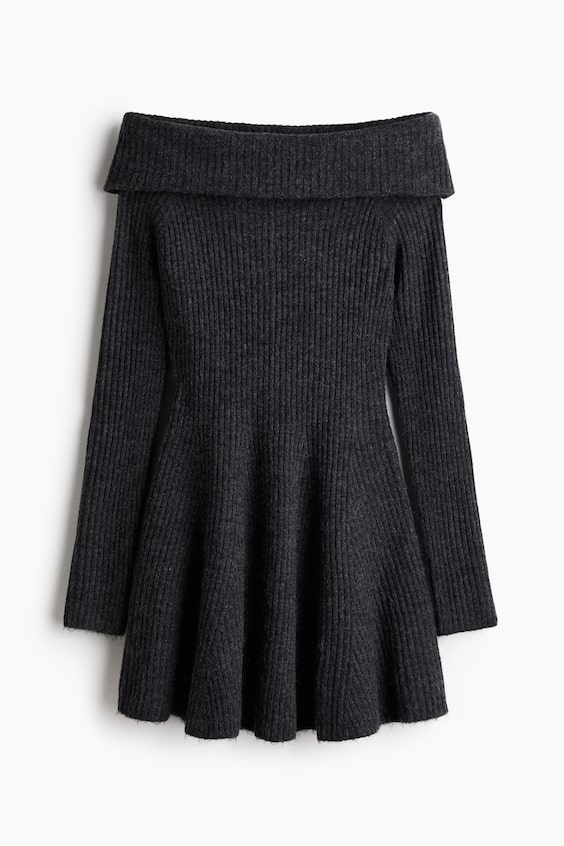 Женские платья H&M Rib-Knit Off-the-Shoulder Dress