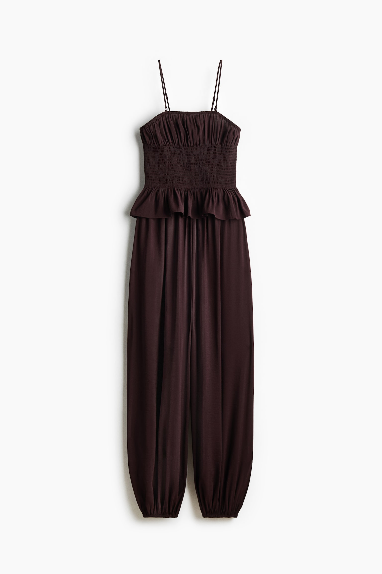 Frill-trimmed bandeau jumpsuit - Dark brown