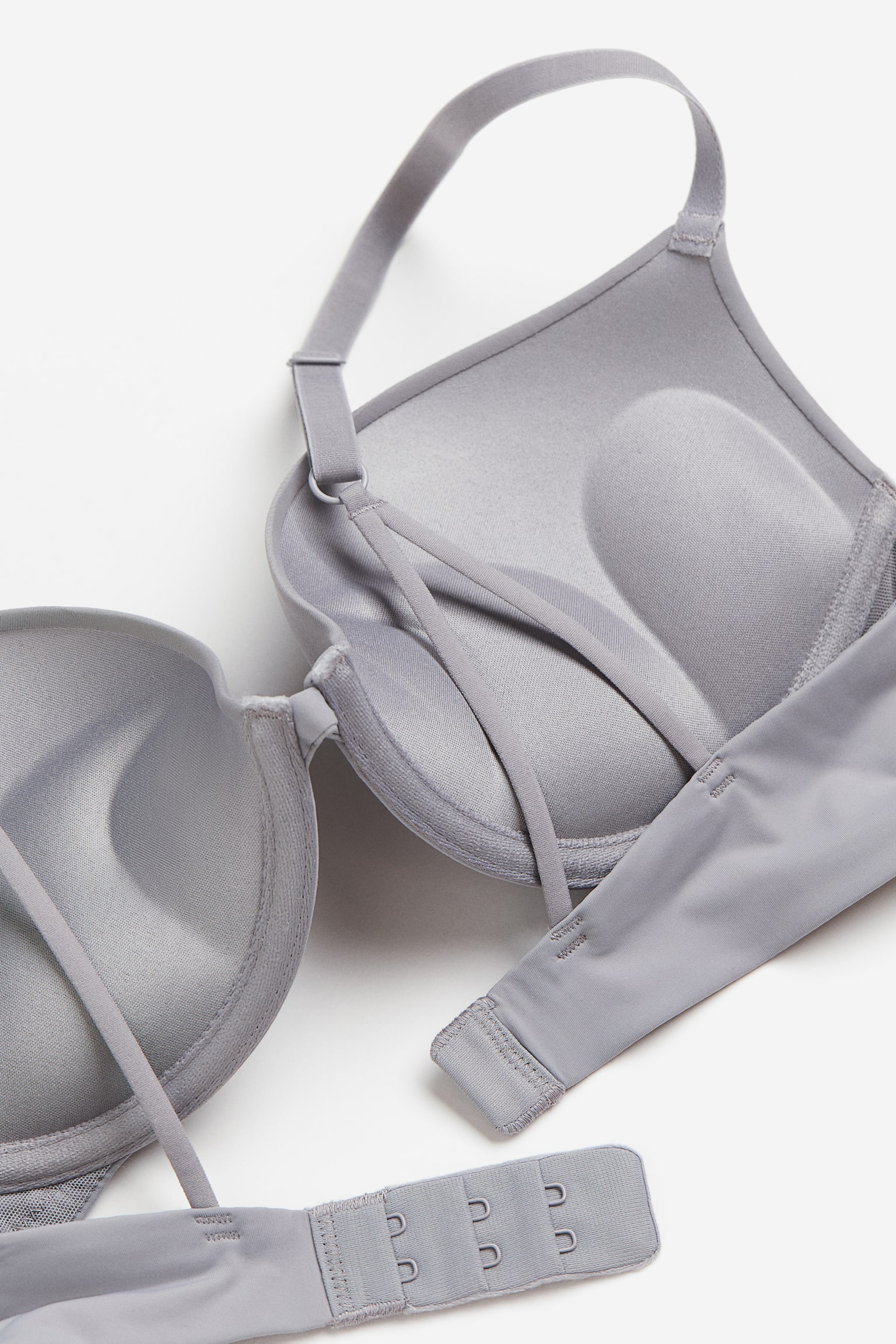 Microfibre Super Push Up Bra - Grey/Black - 2