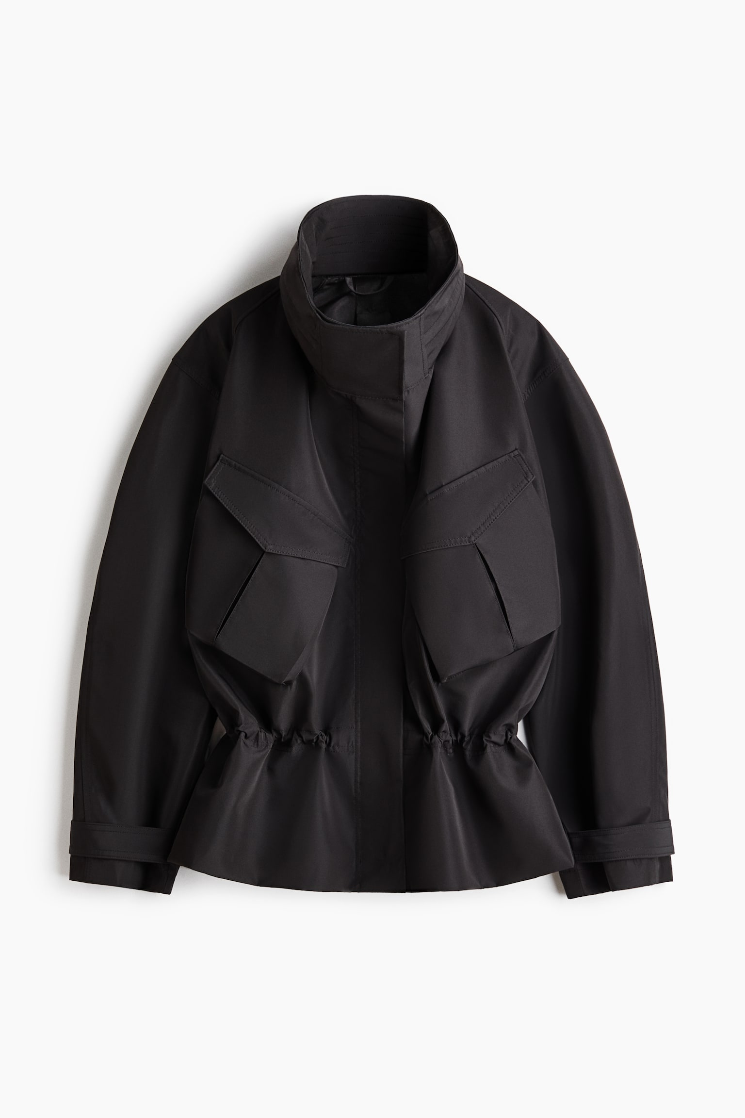 Hooded peplum jacket - Black - 2