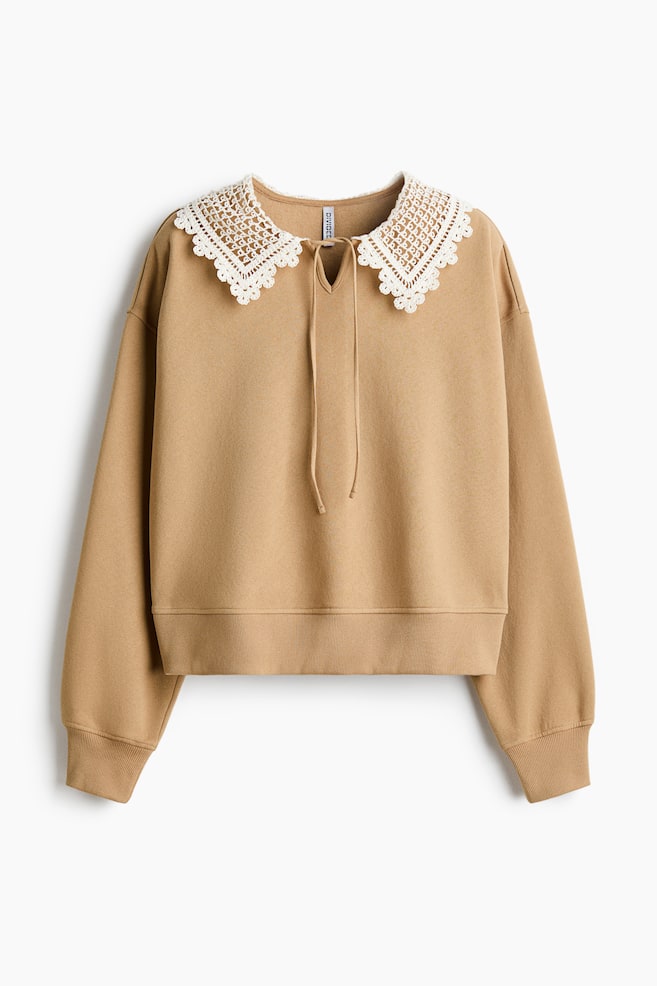 Sweatshirt mit Kragen - Beige/Hellbeige - 1