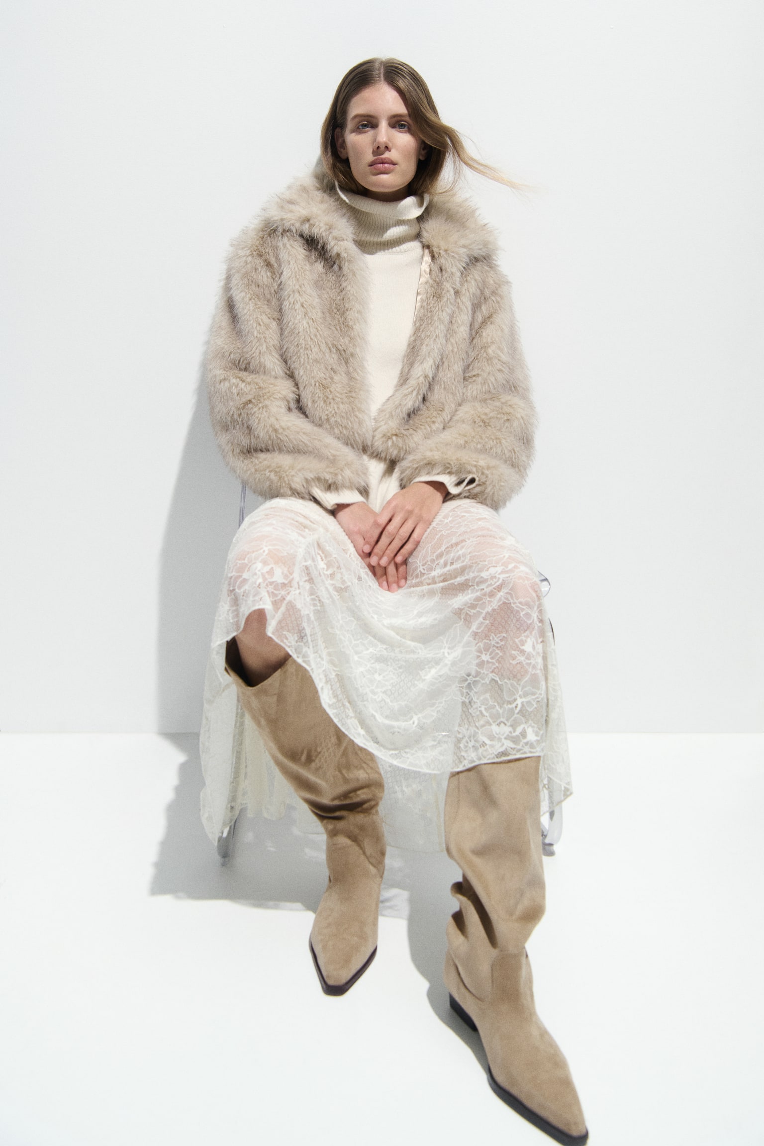 Čižmy po kolená - Béžová/Čierna - 2