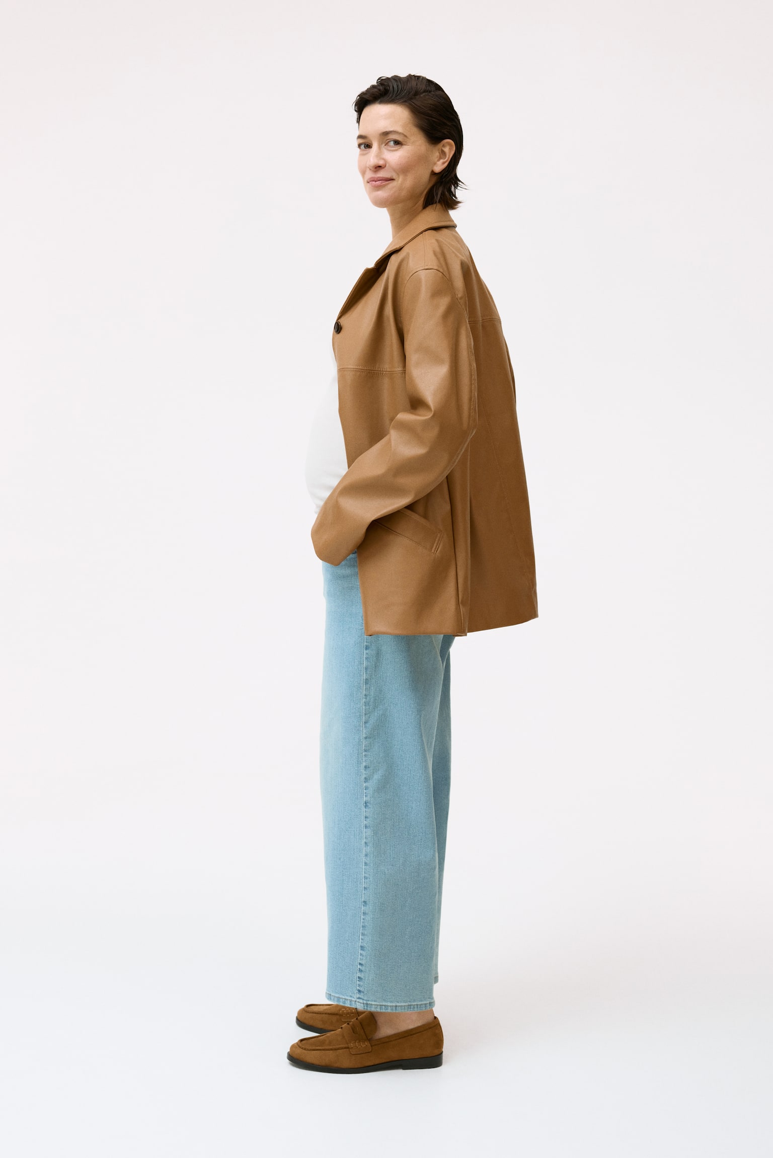 MAMA Wide Low Waist Ankle Jeans - כחול ג'ינס בהיר/כחול ג'ינס כהה/כחול ג'ינס - 6