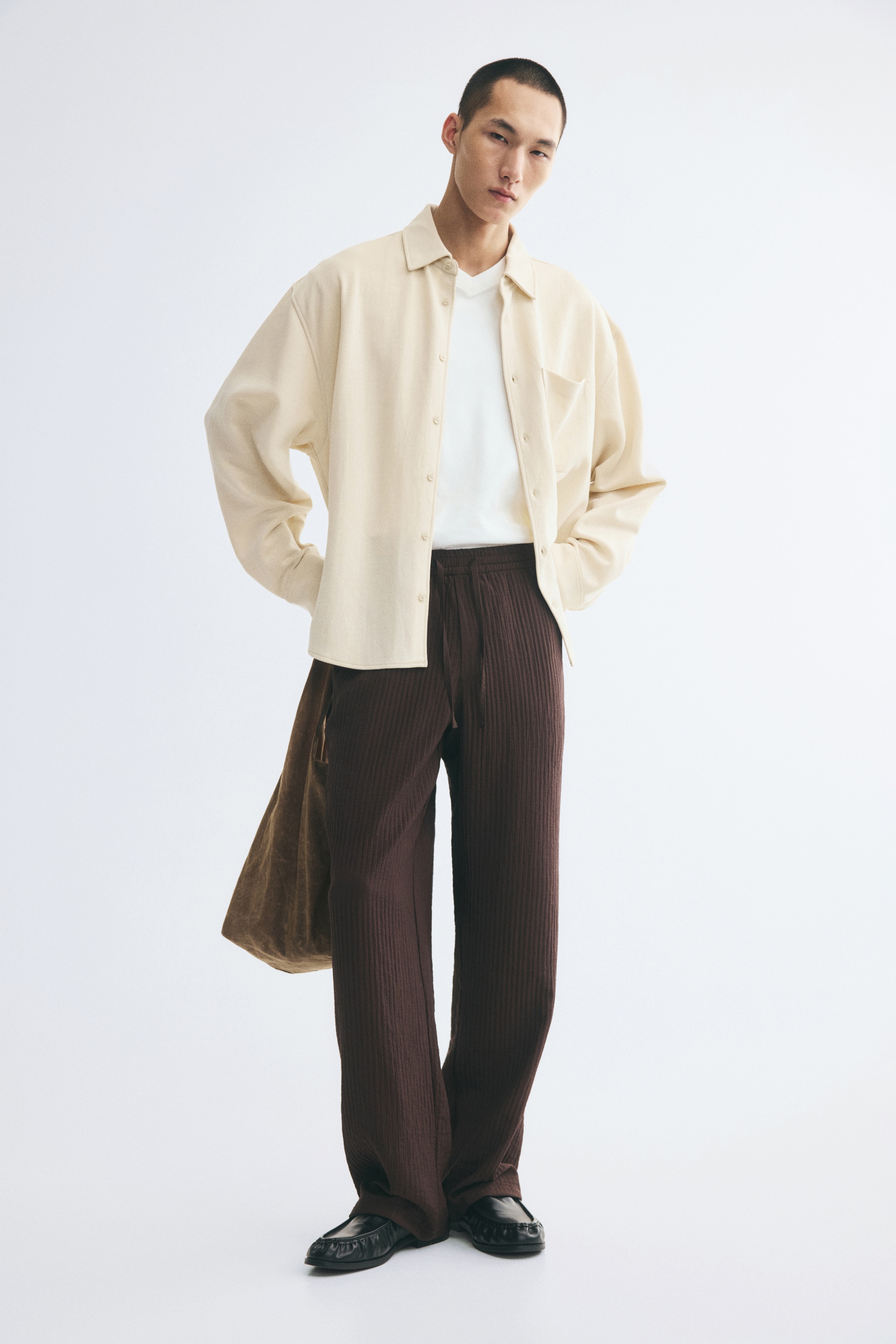 Pantaloni strutturati Relaxed Fit - Marrone scuro/Nero/Bianco/Verde kaki/Bordeaux