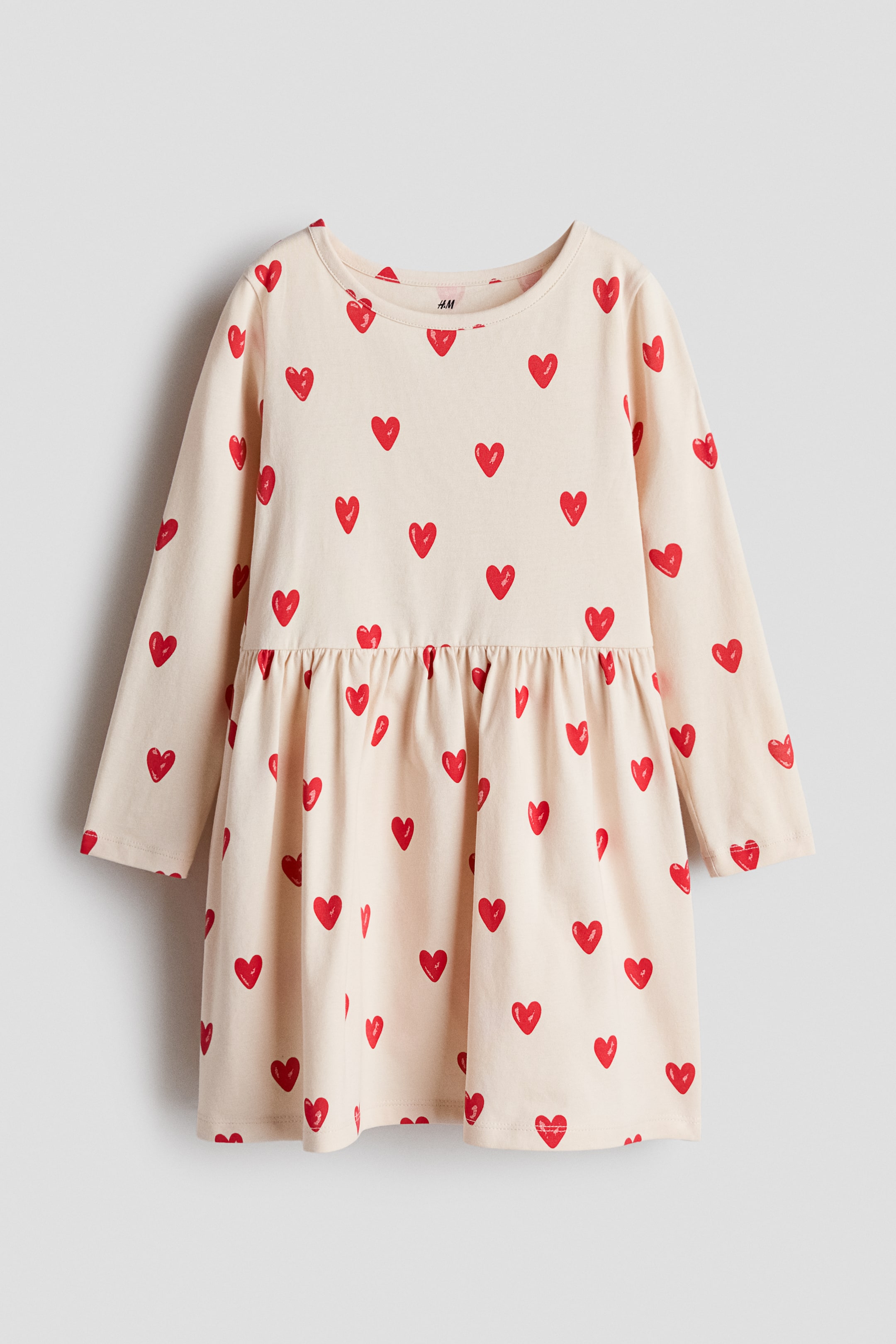 View larger image: Printed cotton dress - Beige/Hearts - Kids | H&M MY 1