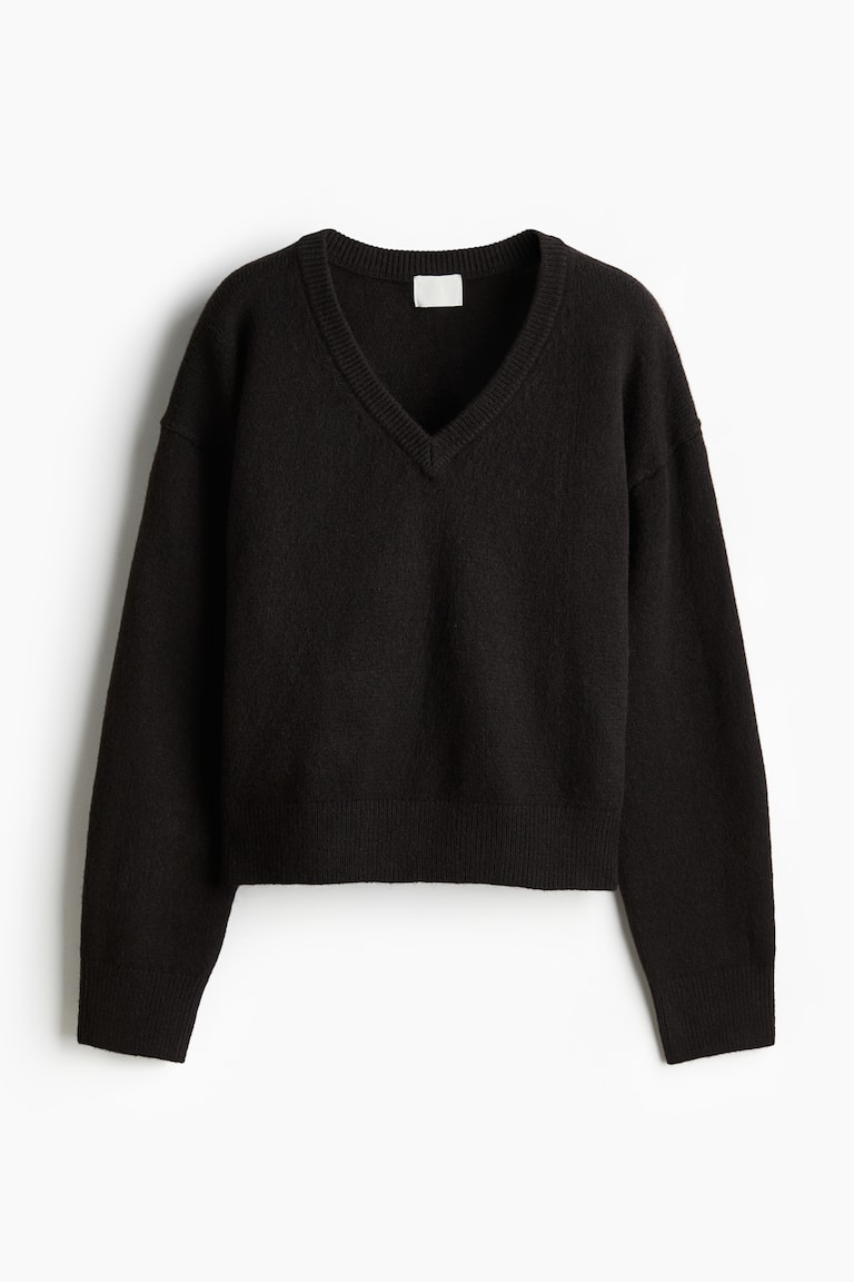 Vネックセーター - ダークブラウン - レディース | H&M JP