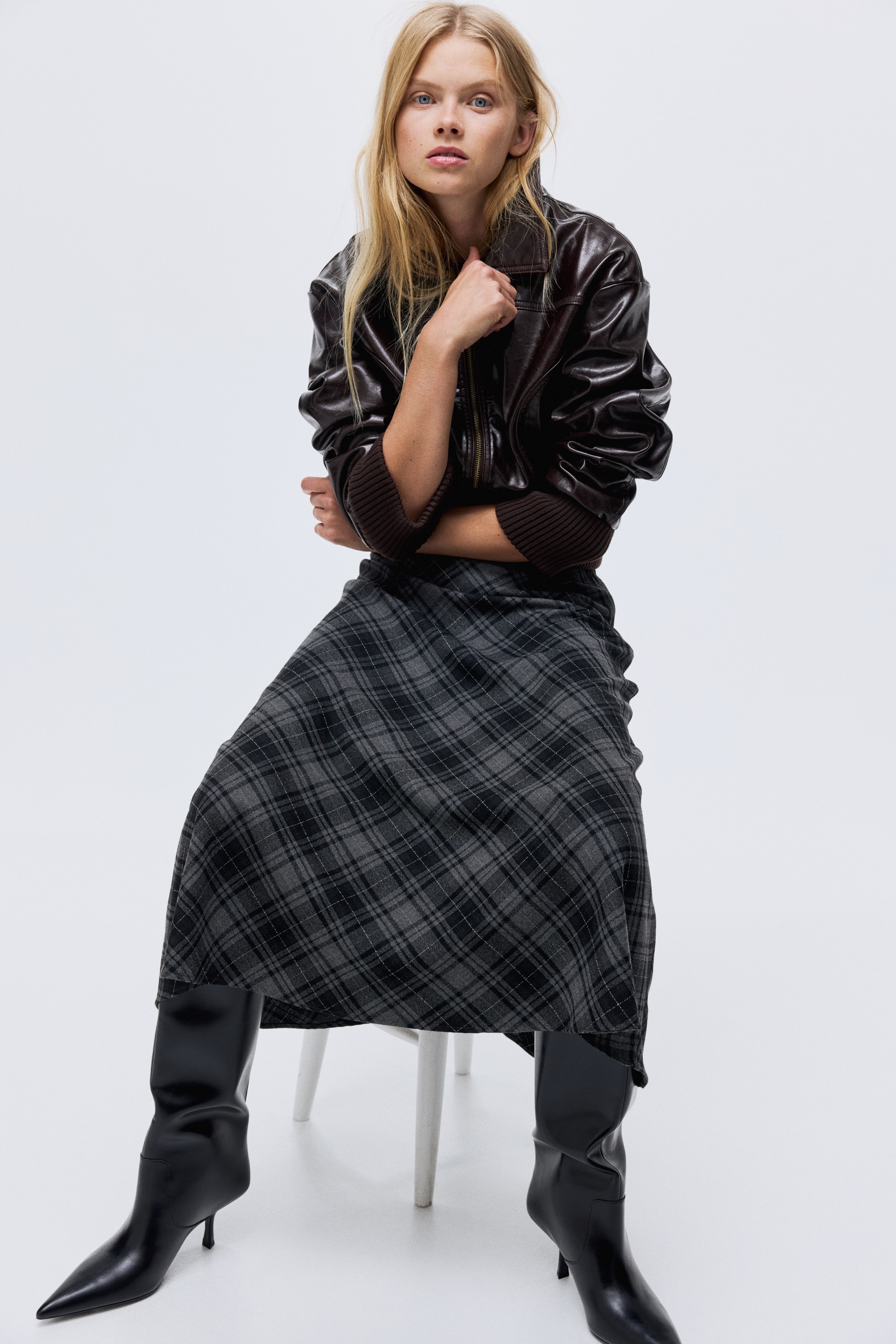 H & M - ミディスカート - グレー