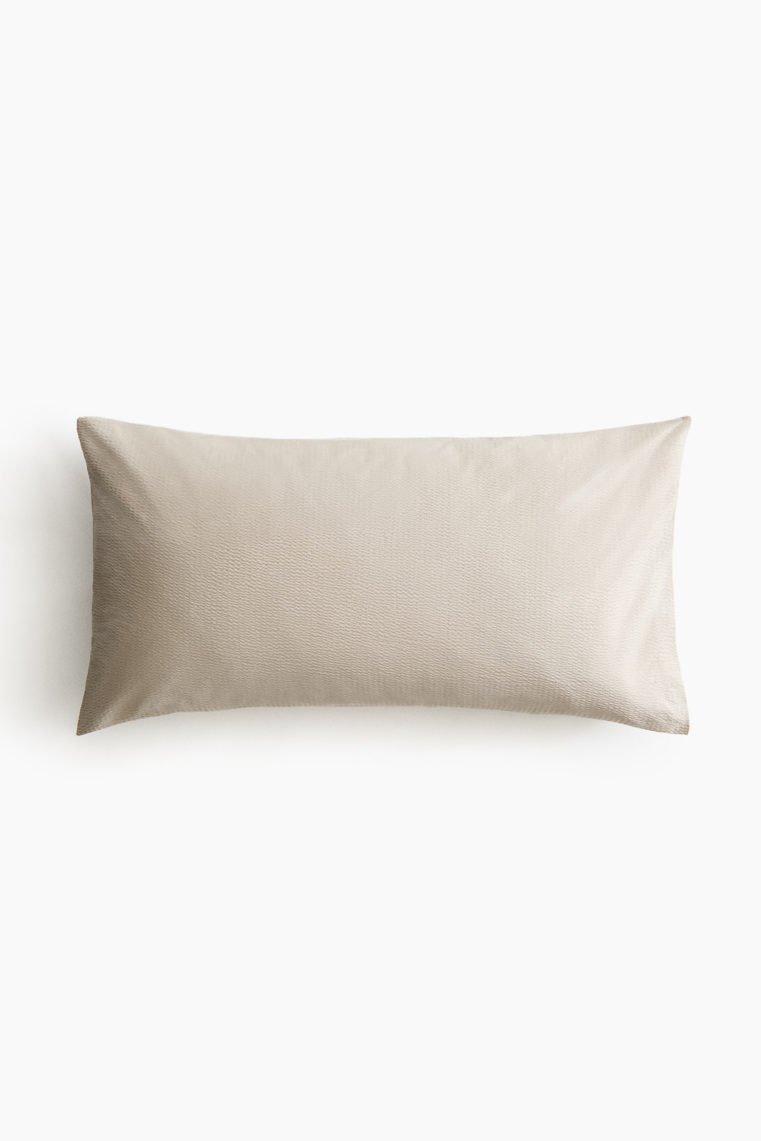 Cotton seersucker pillowcase - Light beige/White - 1
