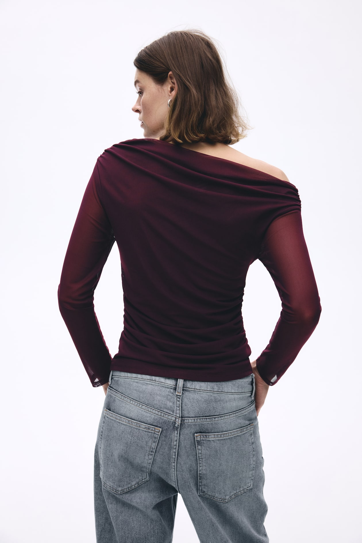 One-Shoulder Mesh Top - image 2