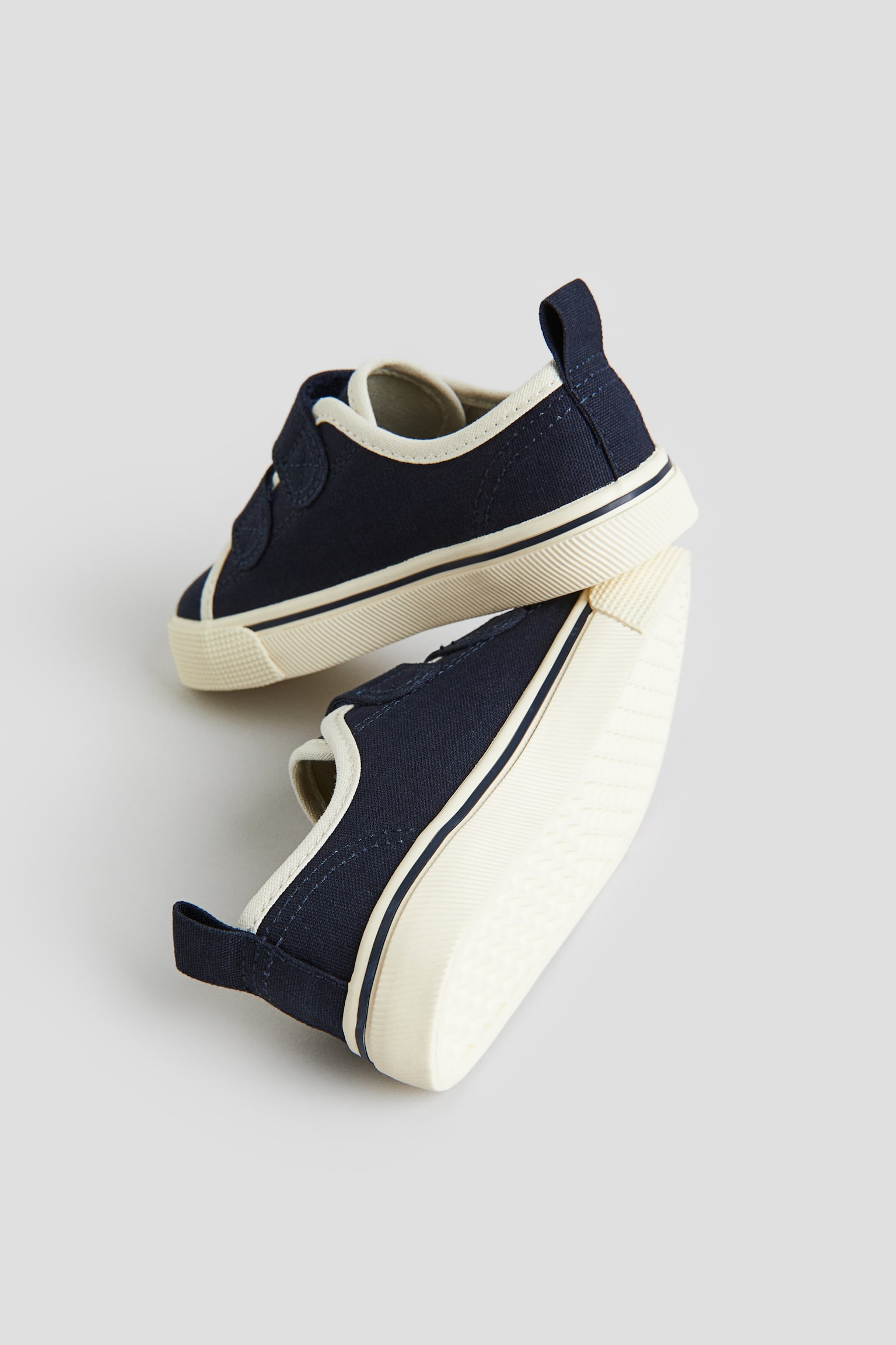 Canvas Hook & Loop Sneakers - Dark blue/Ecru/Dusty green - 4