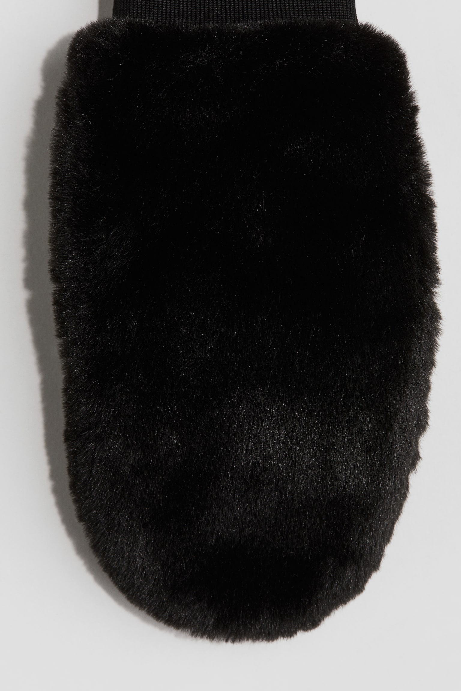 Warm-lined fluffy mittens - Black/Light beige - 2