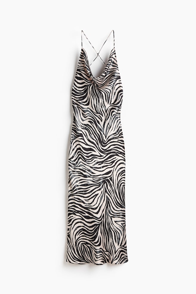 Vestido de satén con tirantes finos - Blanco/Estampado de cebra/Beige/Estampado de leopardo - 1