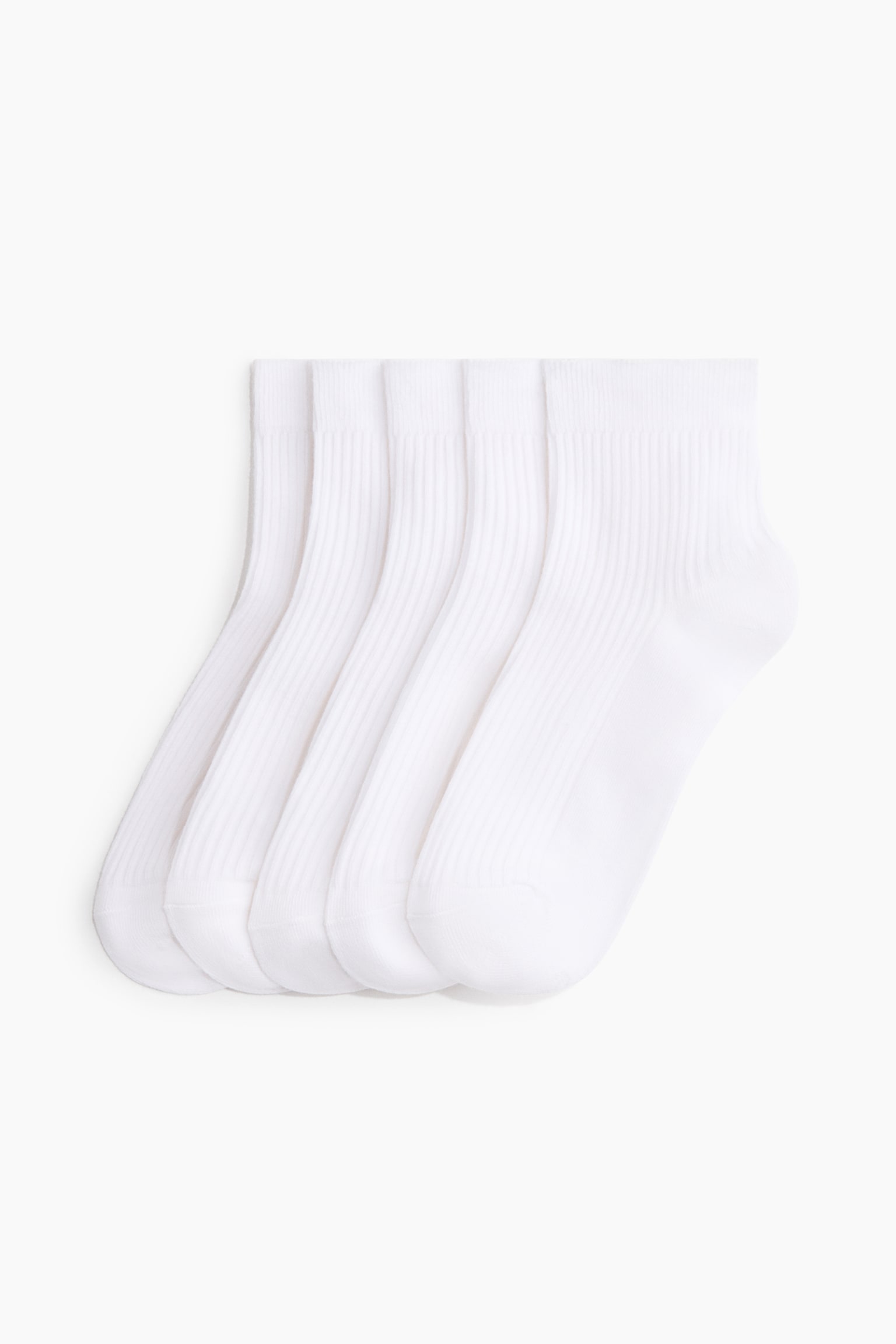 Lot de 5 paires de socquettes en tricot côtelé - Blanc/Noir