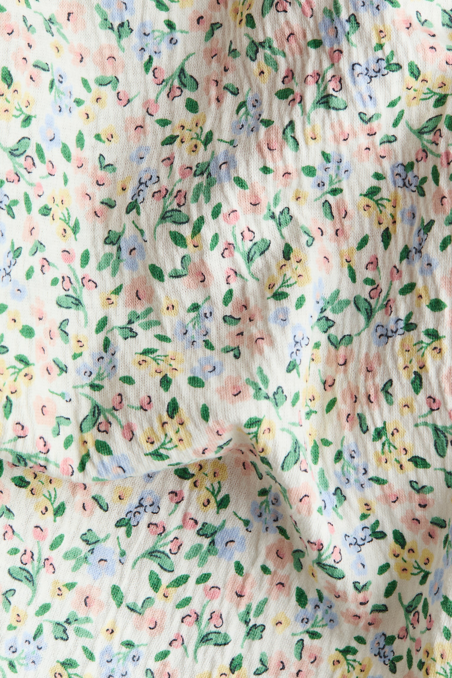 Robe à manches à volants en coton - Blanc/fleuri/Rose clair/rayé - 2