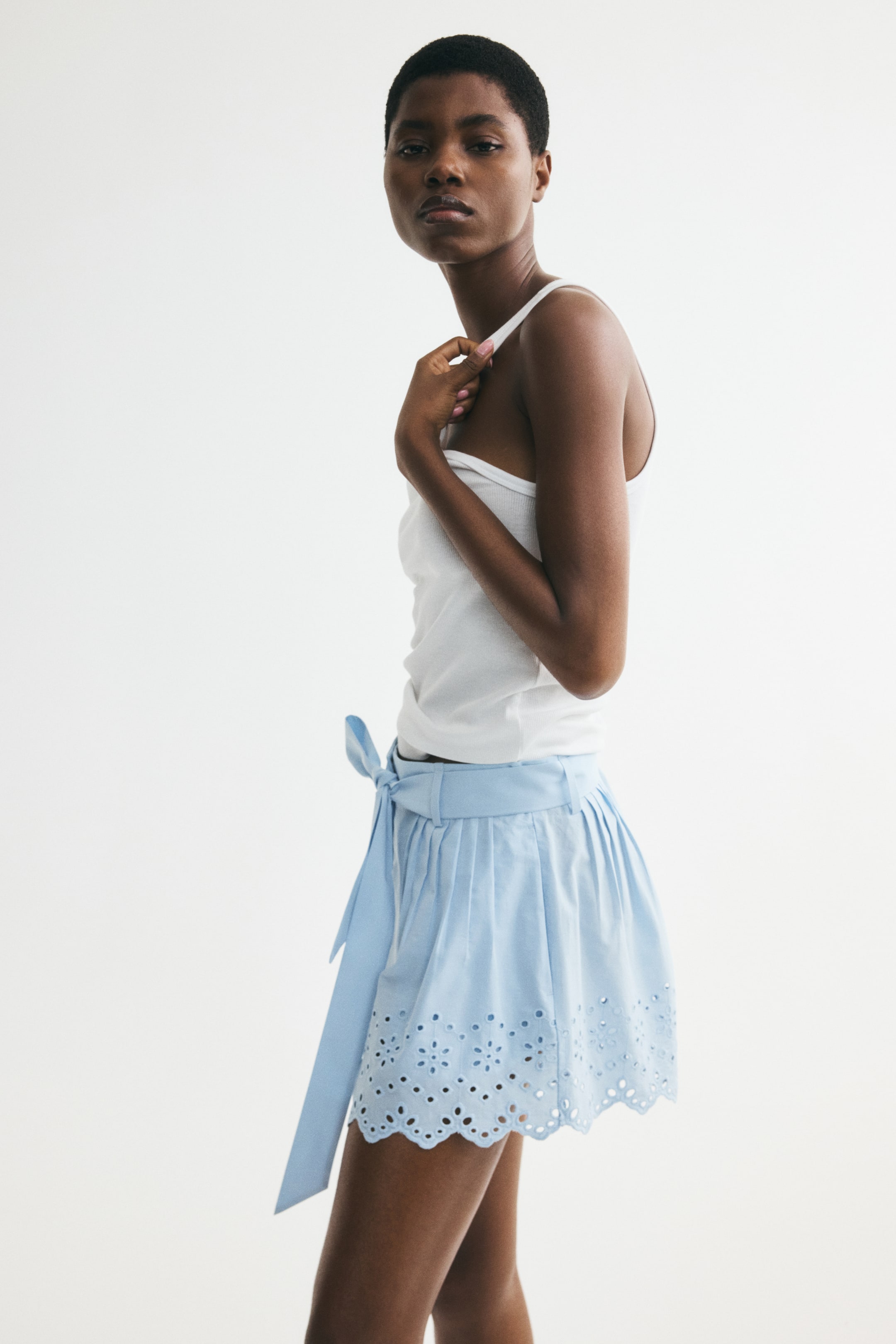 Belted Cotton Shorts