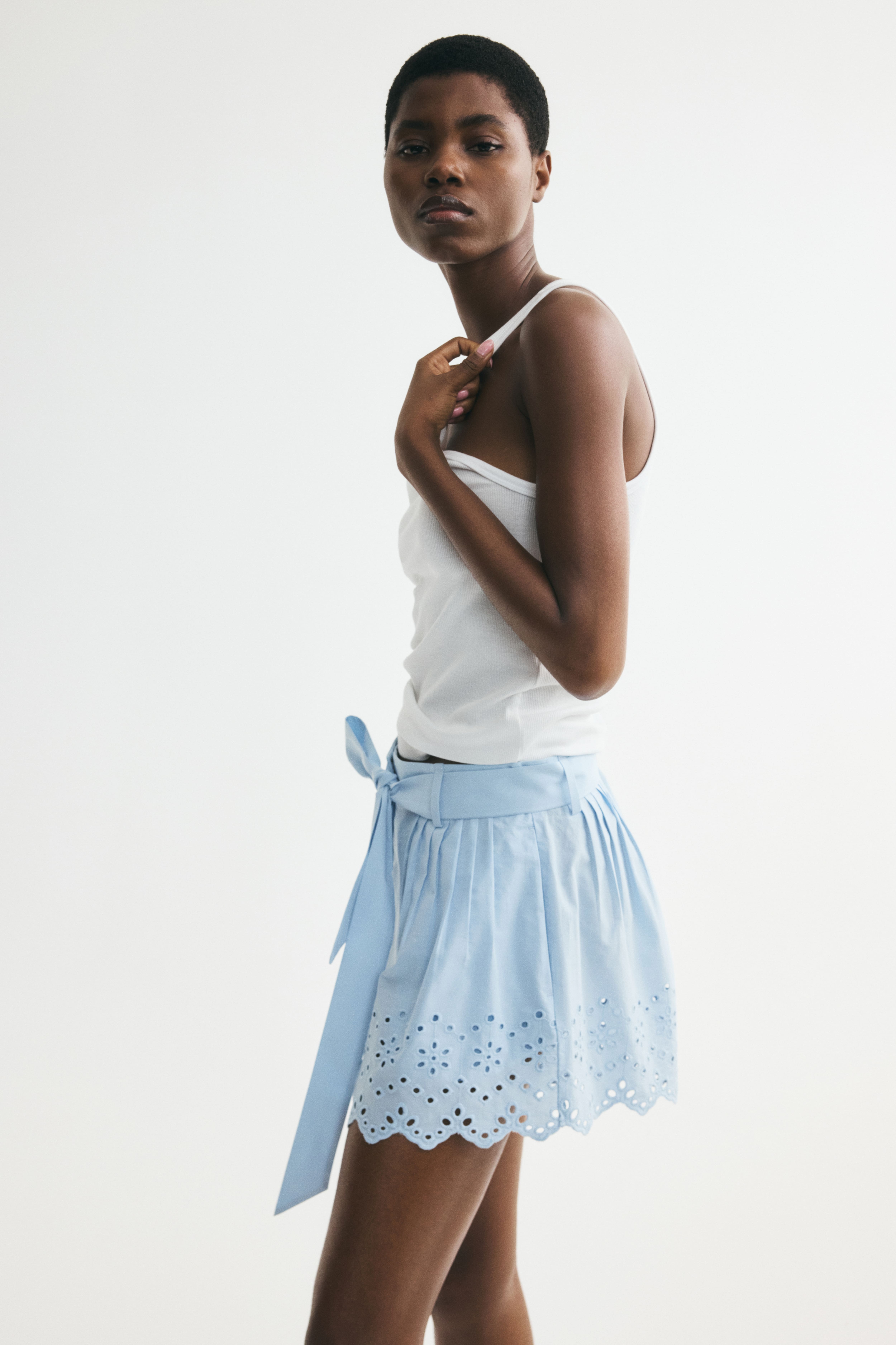 Belted Cotton Shorts