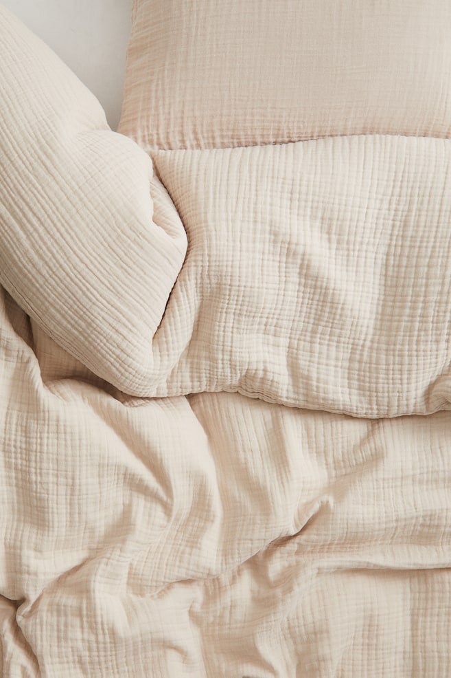 Muslin Twin Duvet Cover Set - Light beige/Dusty blue/Dark brown/Light pink/Light taupe/White/Dark green/Brown/Dusty pink/Light dusty green/Charcoal gray/Dusty pink/Dark beige/Dusty yellow/Green/Light taupe/Taupe - 1