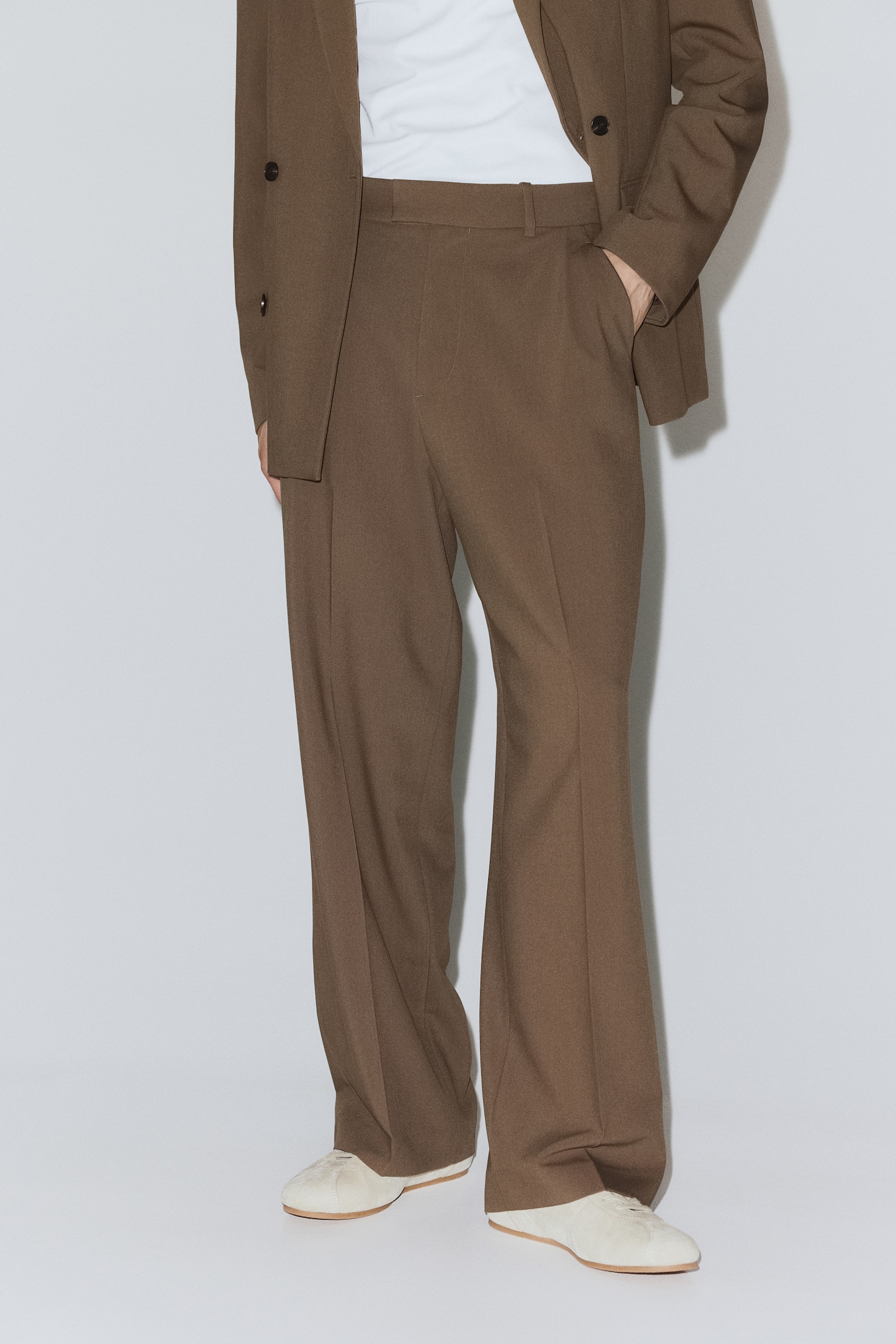 Four-way stretch Wide Tailored trousers - Light brown - 9