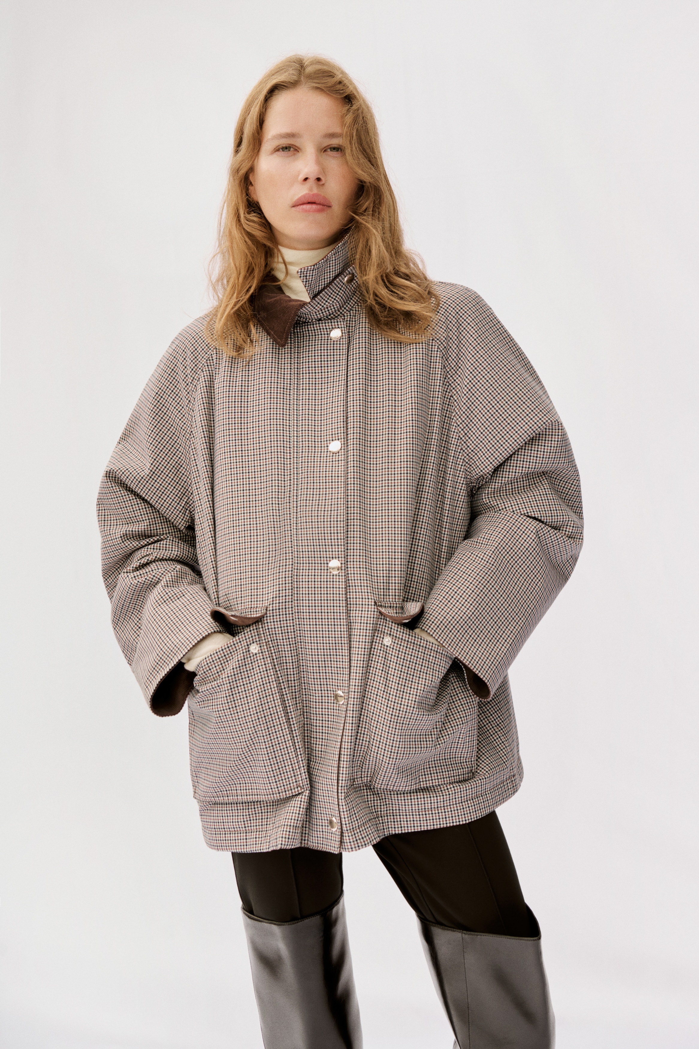 i_am) corduroy collar check coat Buy Check Quilted Corduroy Collar