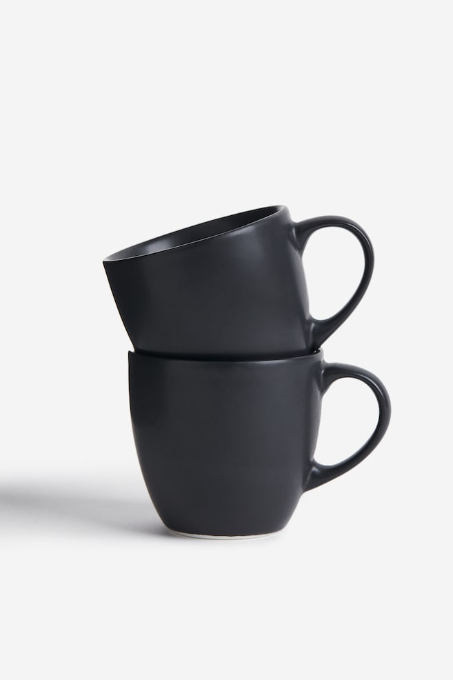 2-pack porcelain mugs - Black/Greige - 1