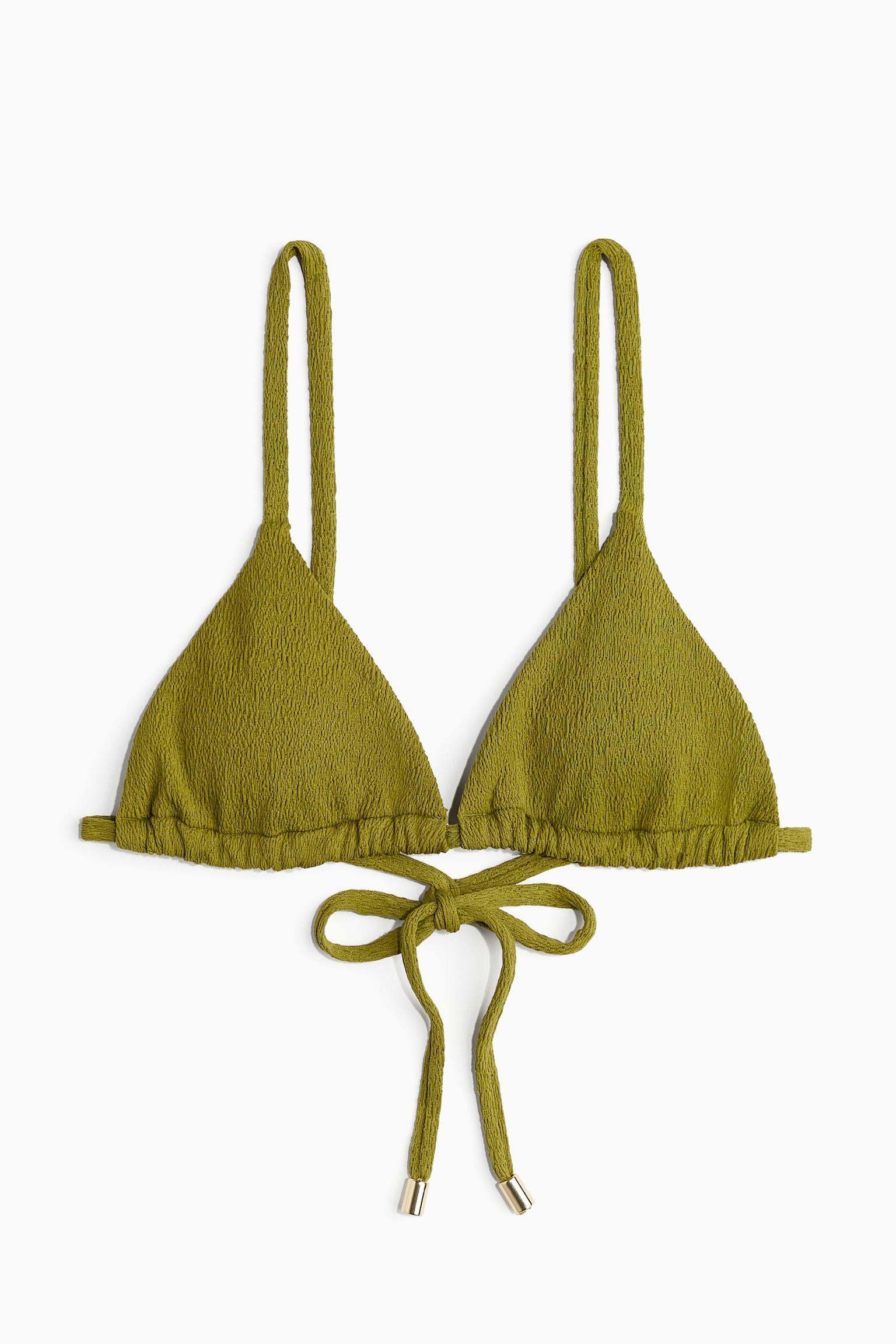 Padded Triangle Bikini Top - Olive green/White - 2